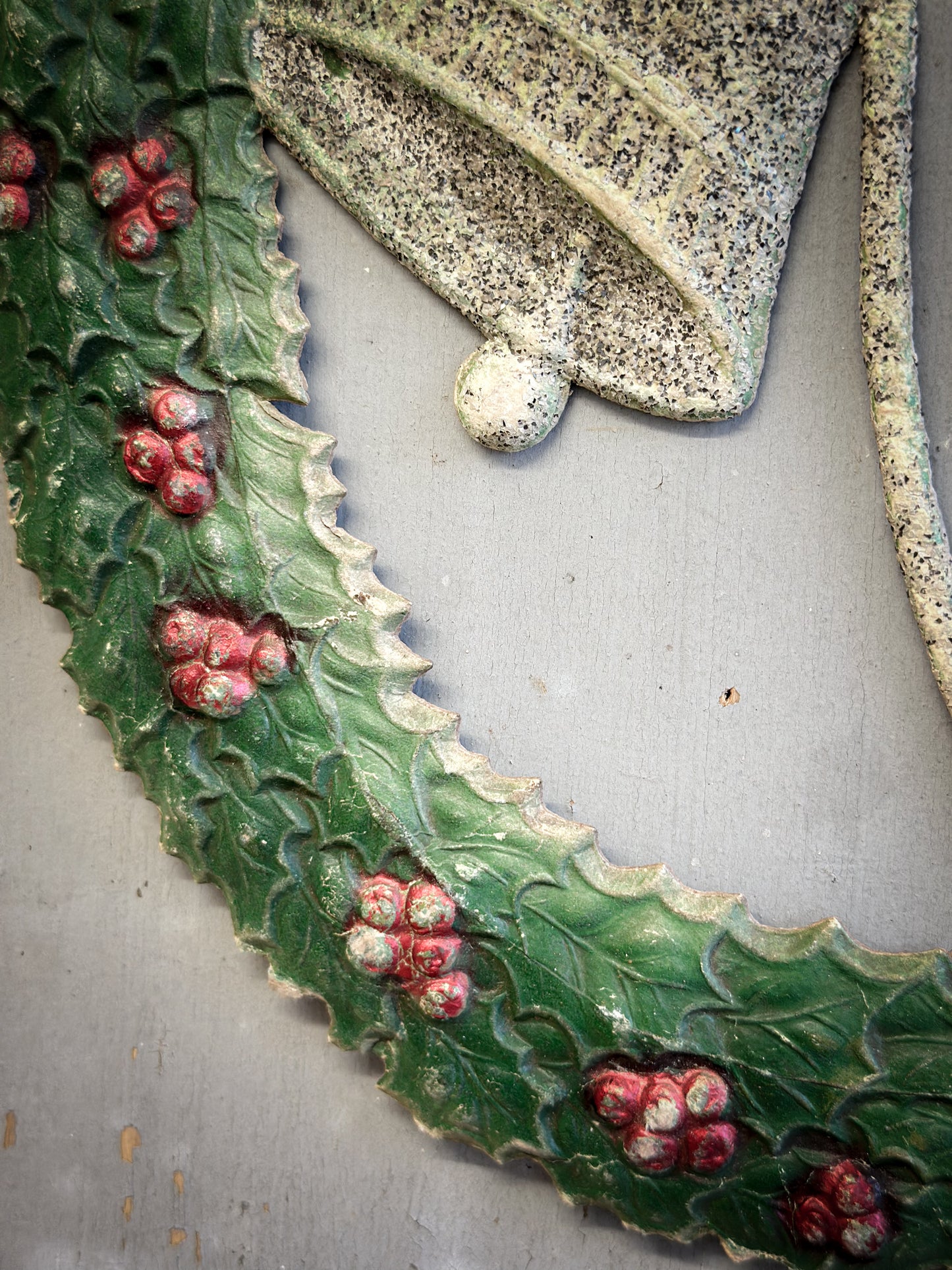 Early–Mid 20th Century Pressed-Paper Christmas Wreath with Twin Bells-oral provenance linking it to the Bletchley Museum collection