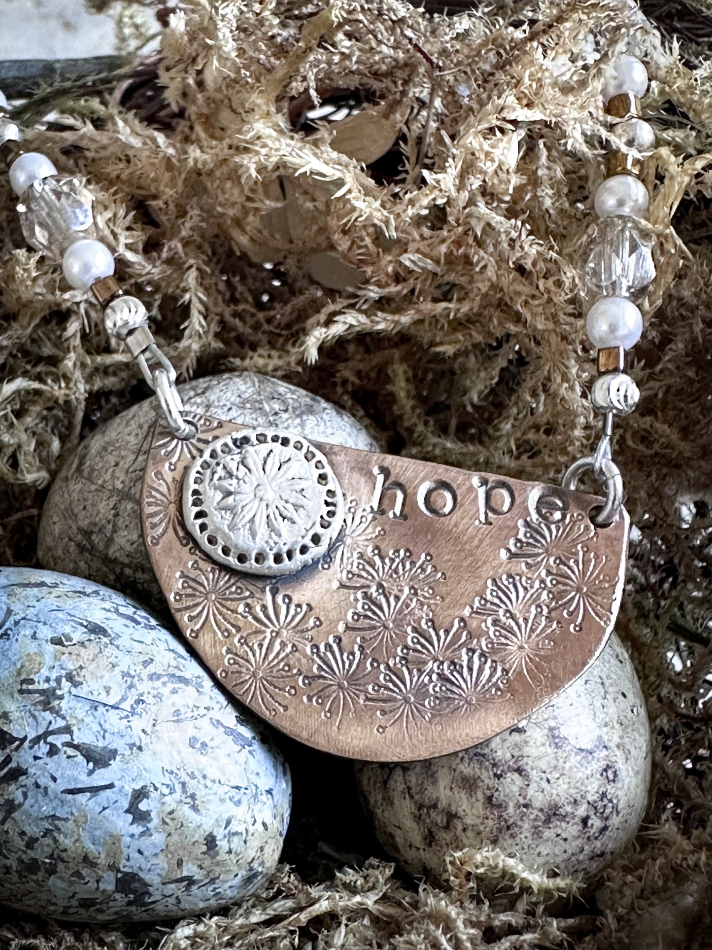 Meadow of Hope Necklace – Handmade Botanical Fine Silver & Copper Necklace