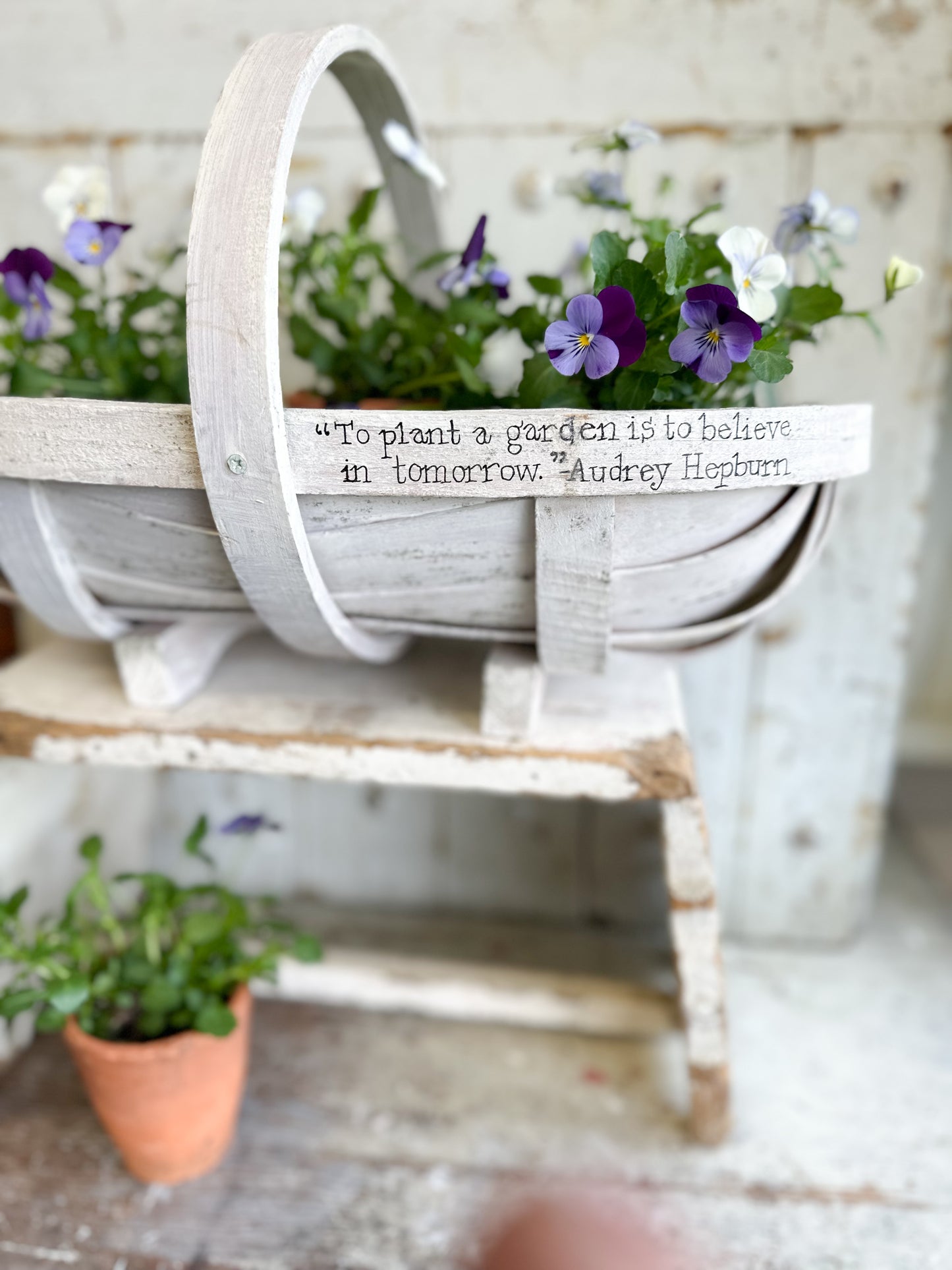 “To Plant a Garden” Hand Painted Sussex Trug