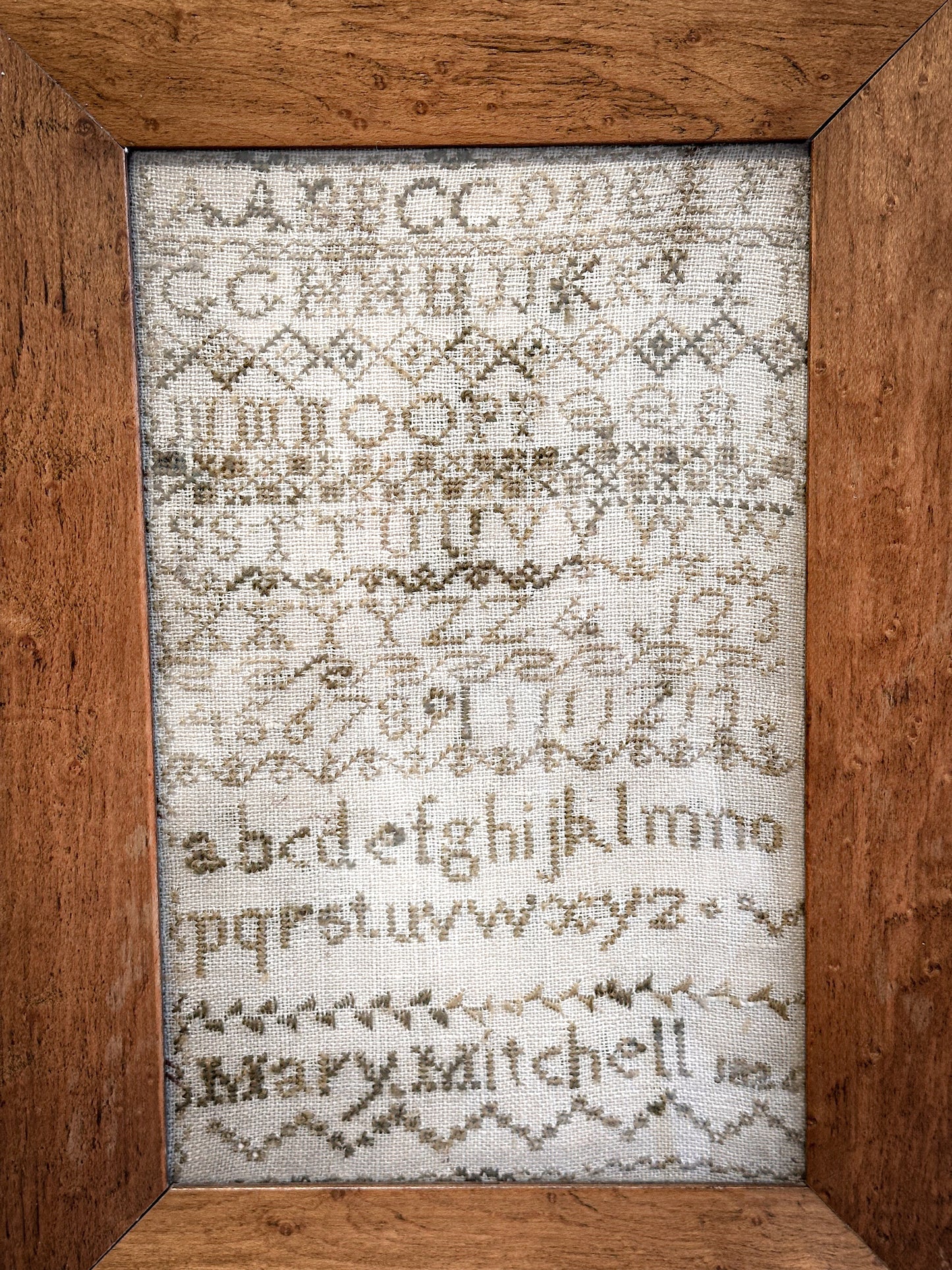 Original Framed Georgian Sampler by Mary Michell, 1824