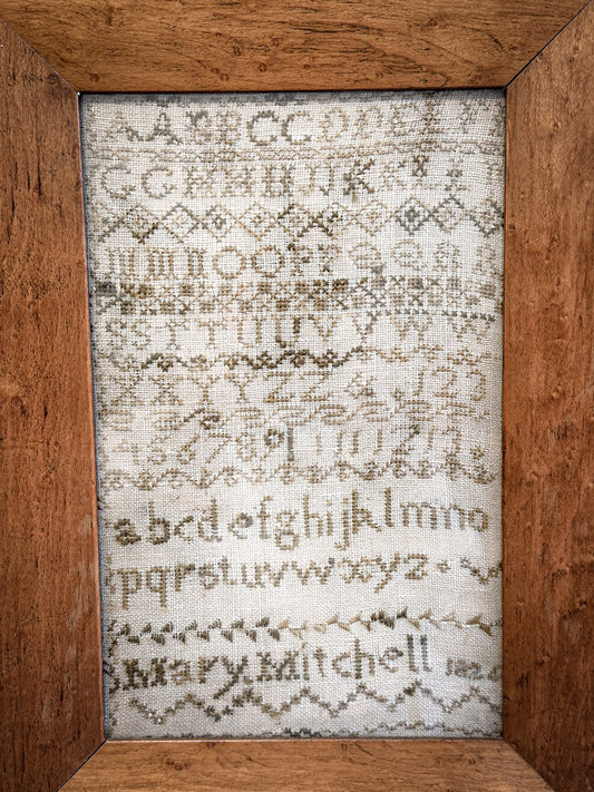 Original Framed Georgian Sampler by Mary Michell, 1824