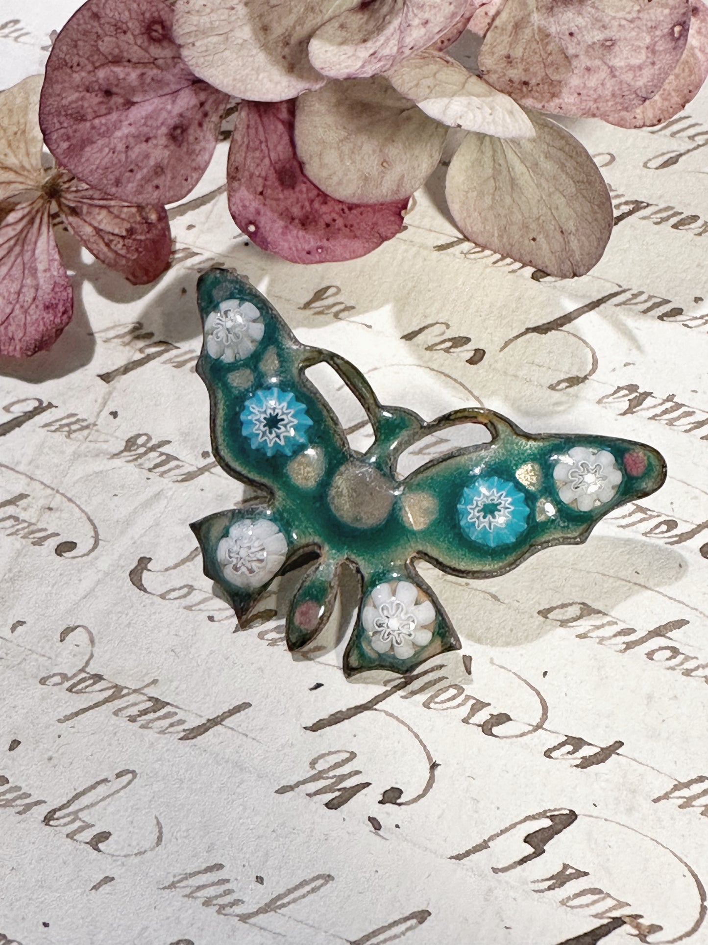 A striking vintage enamel butterfly brooch