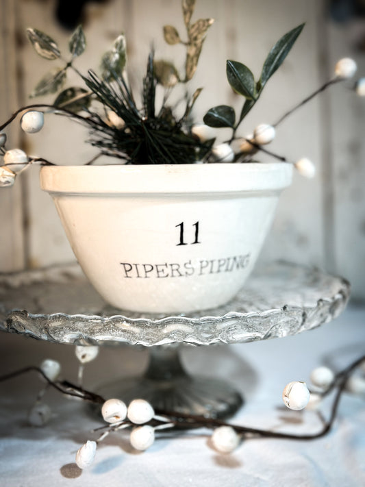 A beautiful vintage Illustrated Ironstone pudding bowl with a hand painted quote