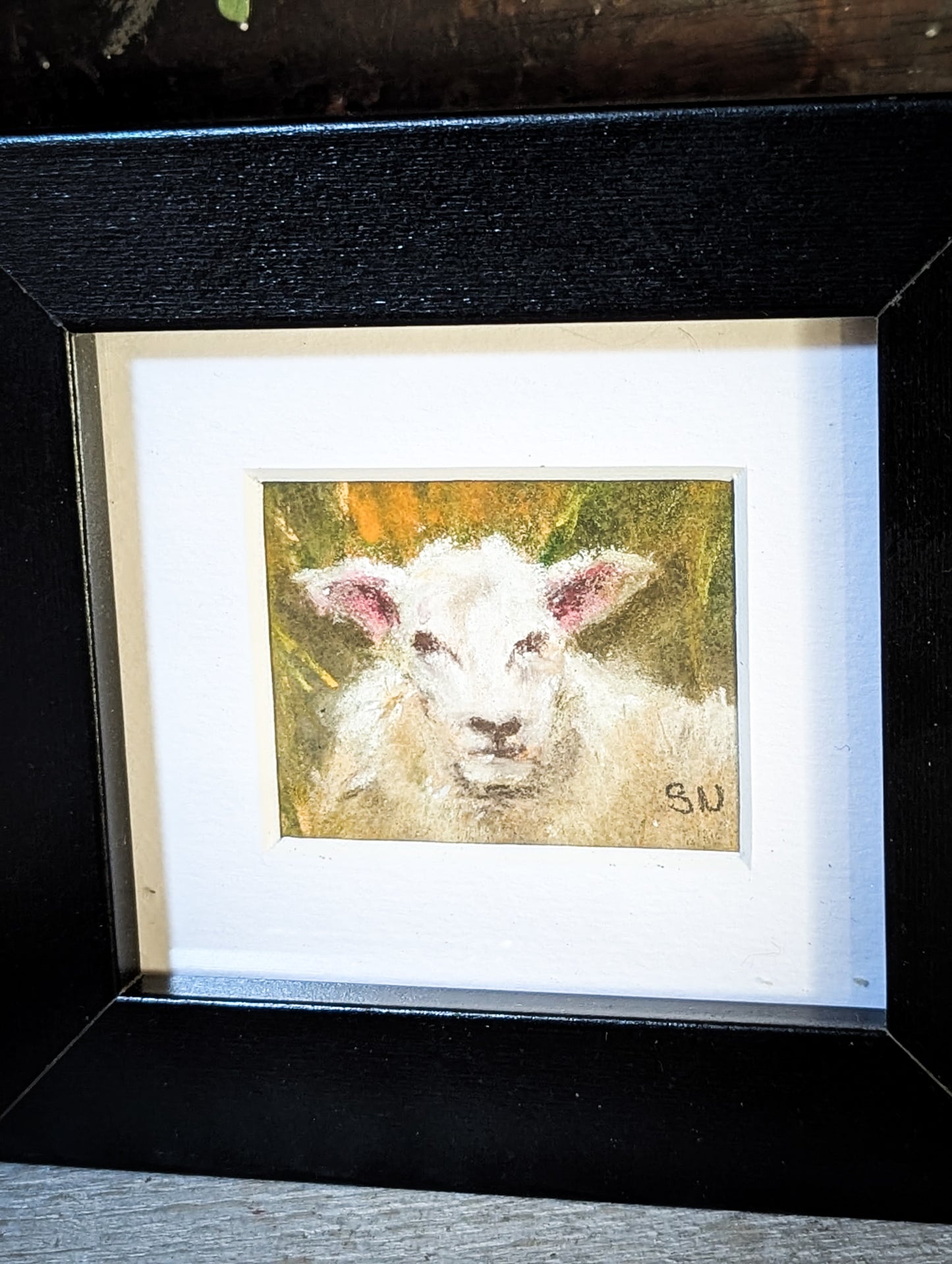 An original miniature artwork by Steven Nicholas “Love Ewe”