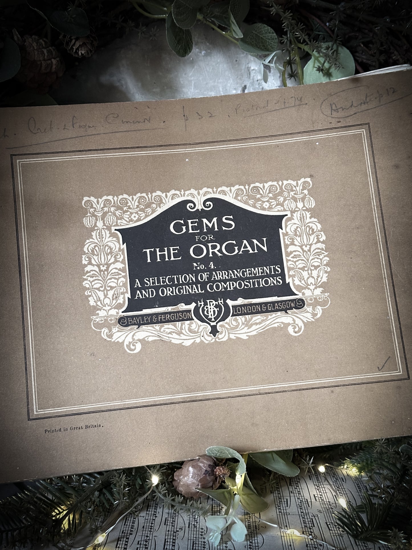 Gems for the Organ Hayley & Ferguson, London & Glascow music book