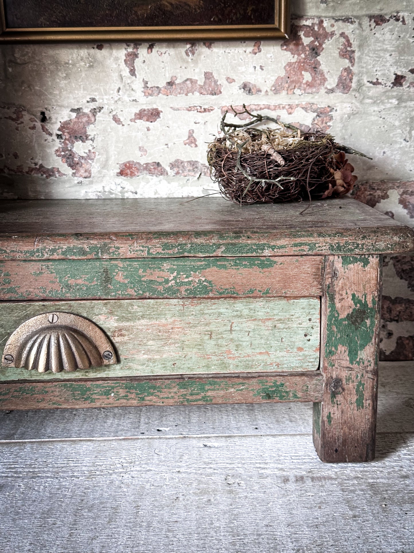 Antique Indian Teak Painted Drawer Box