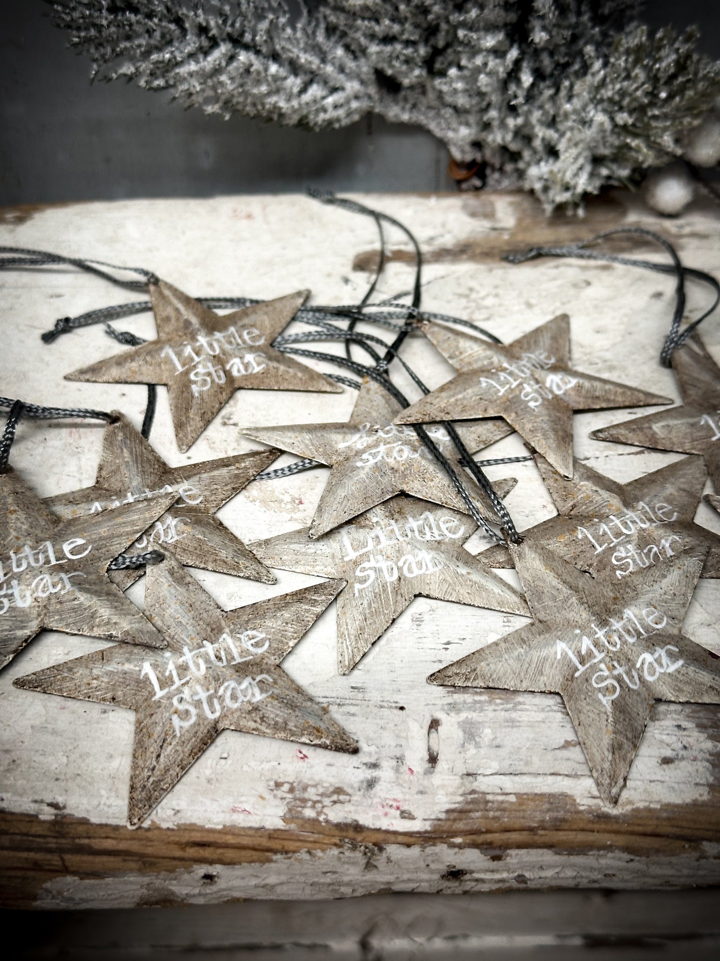 A medium Grey Tin Barn Star Christmas Decoration “Little Star”