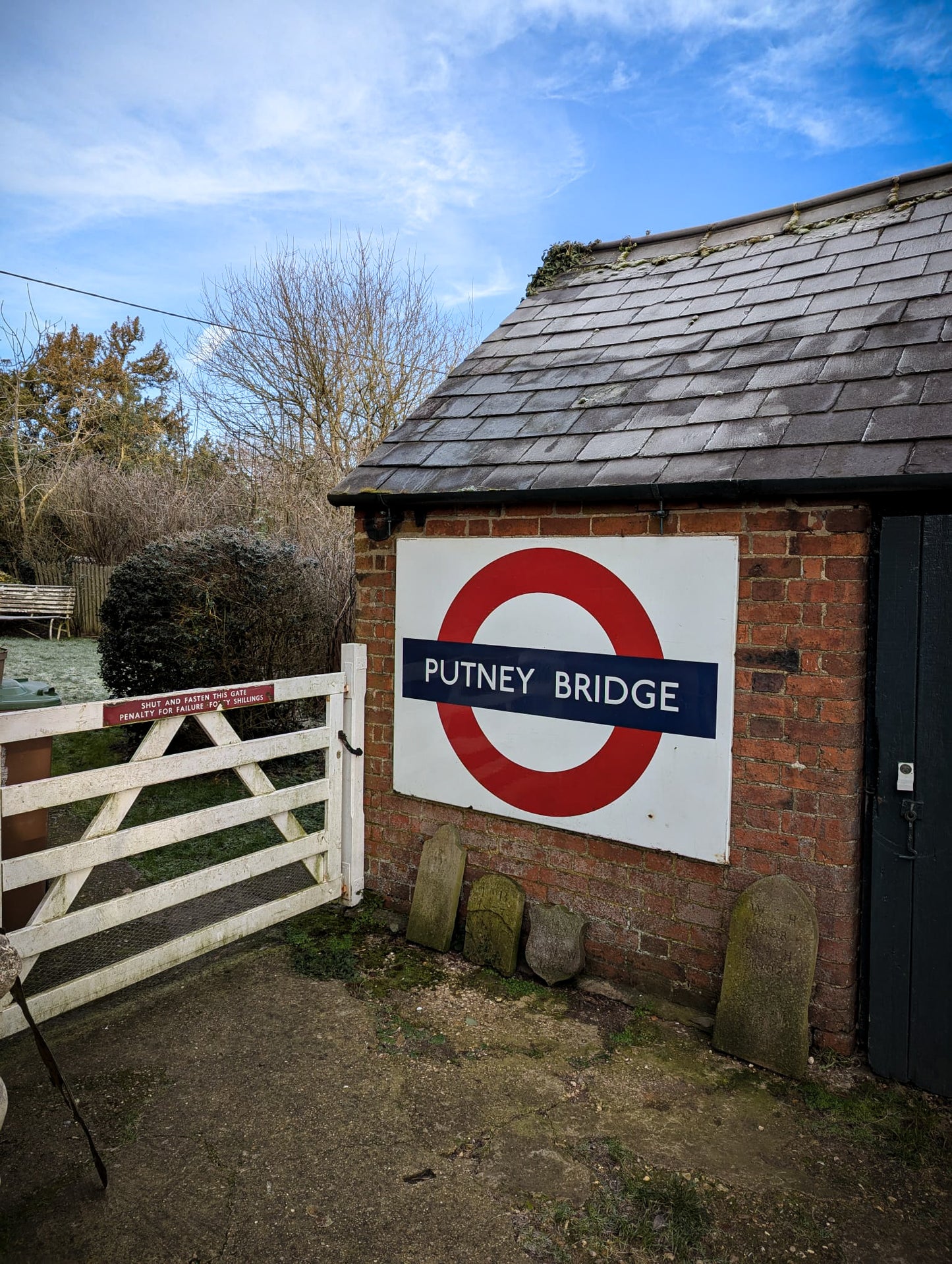 An Original London Underground Enamel Platform Station sign Putney Bridge