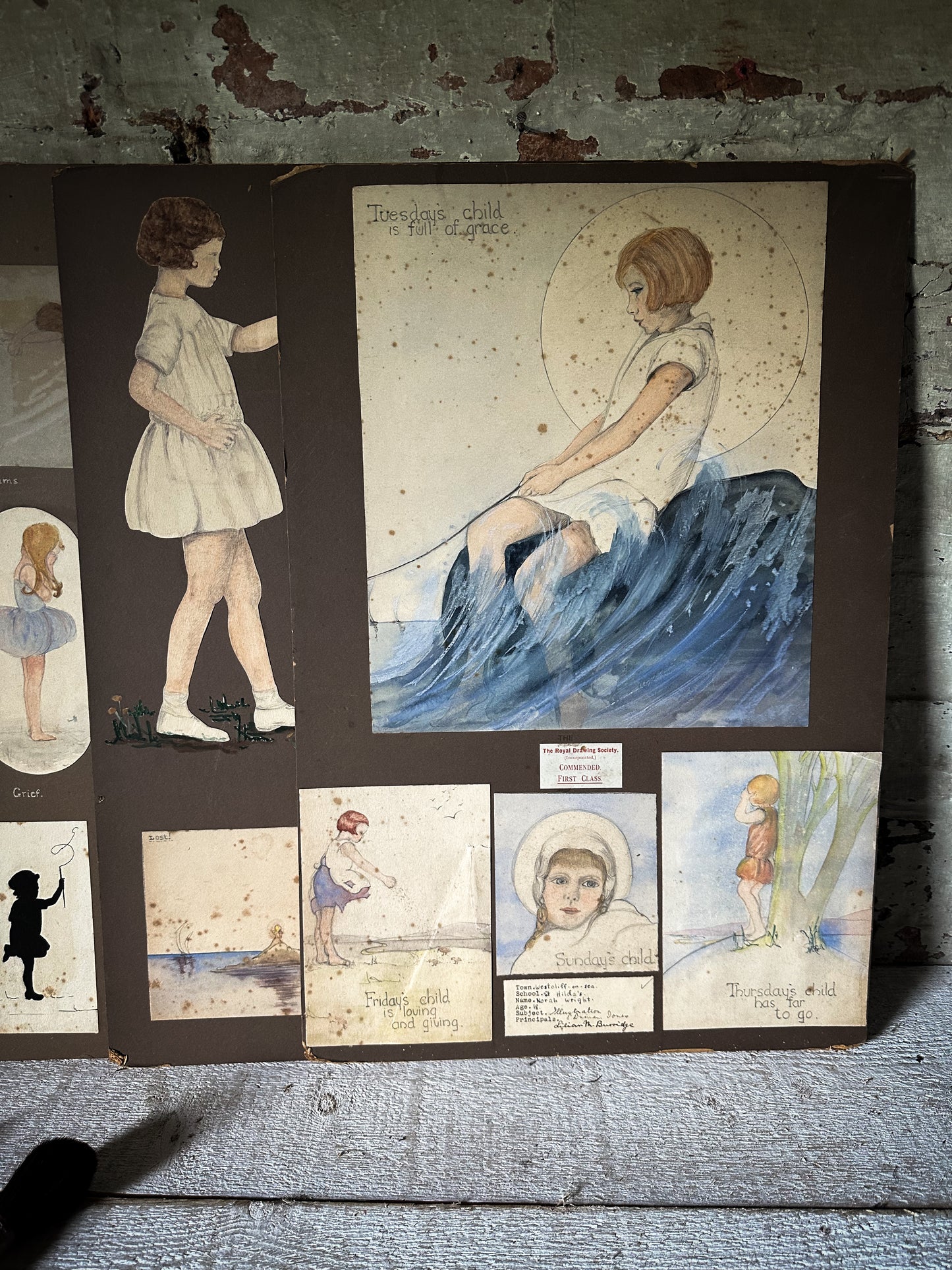 A rare surviving 1920’s young lady’s Art Portfolio entries to The Royal Drawing Society