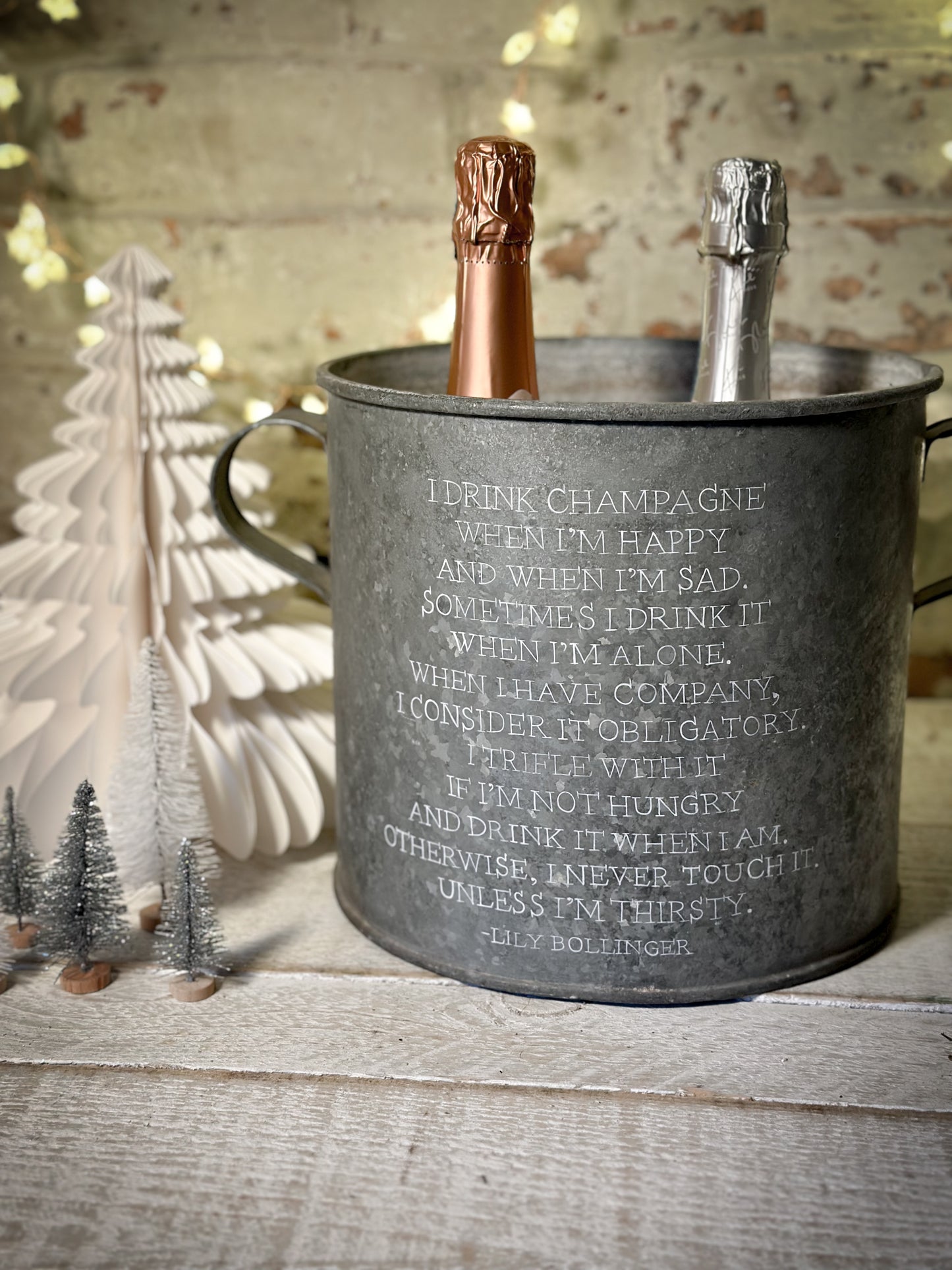 A beautiful heirloom original vintage champagne tub with Lily Bollinger quote pre-order