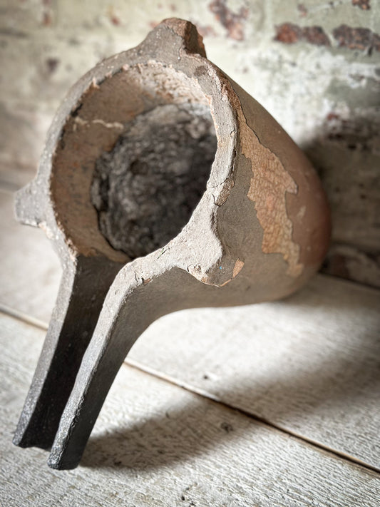 Antique Industrial Foundry Crucible with Original Furnace Slag