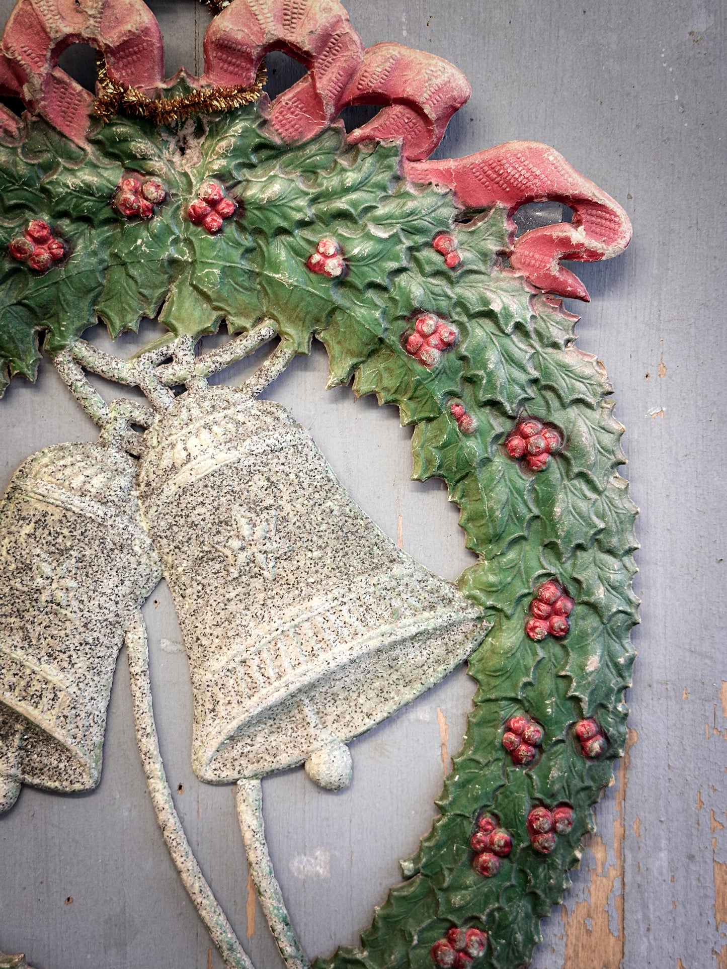 Early–Mid 20th Century Pressed-Paper Christmas Wreath with Twin Bells-oral provenance linking it to the Bletchley Museum collection