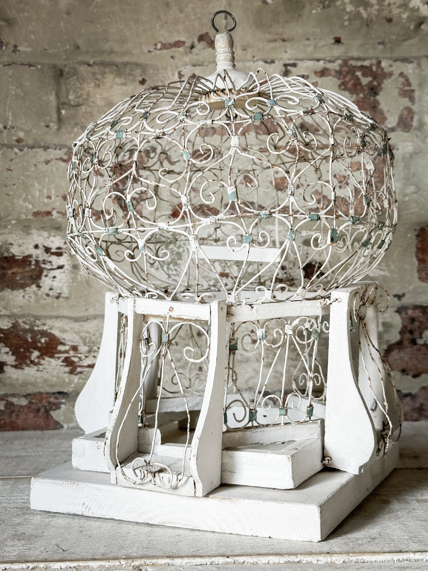 A lovely French vintage wire Balloon bird cage