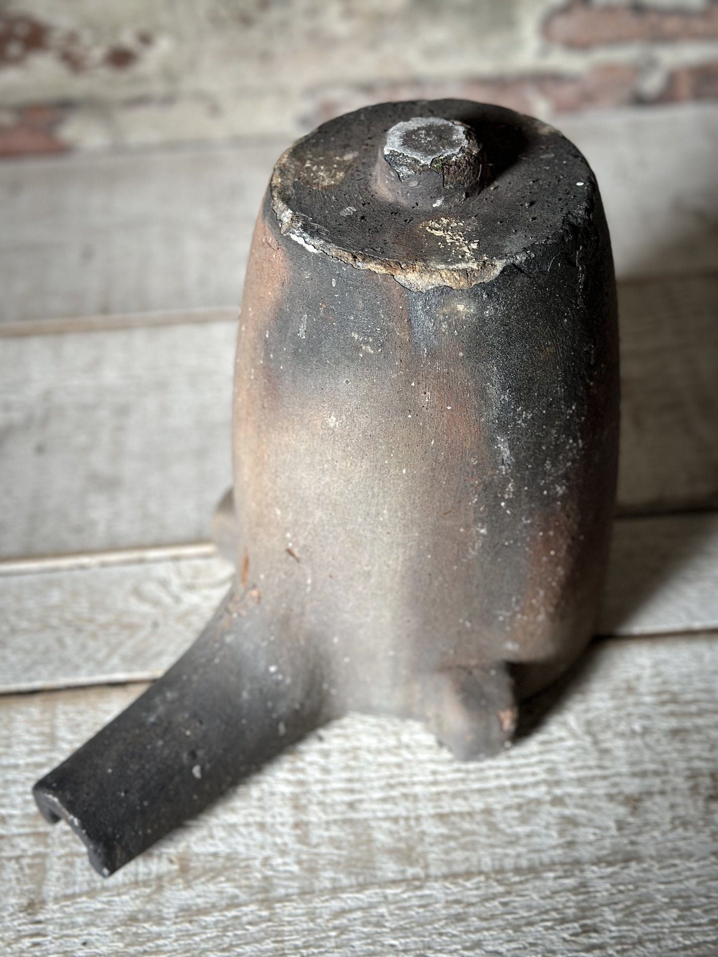 Antique Industrial Foundry Crucible with Original Furnace Slag