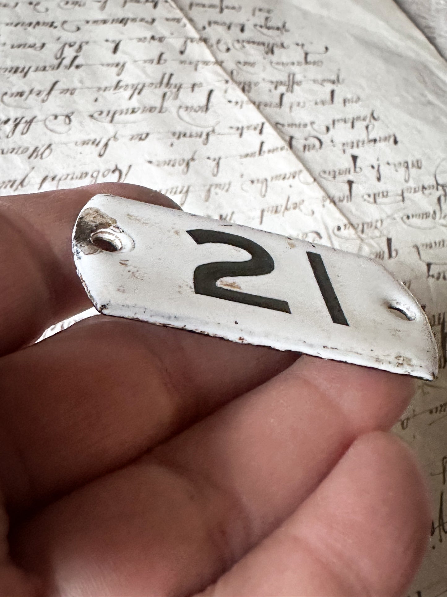 Vintage Enamel House Number Plaque No. 21