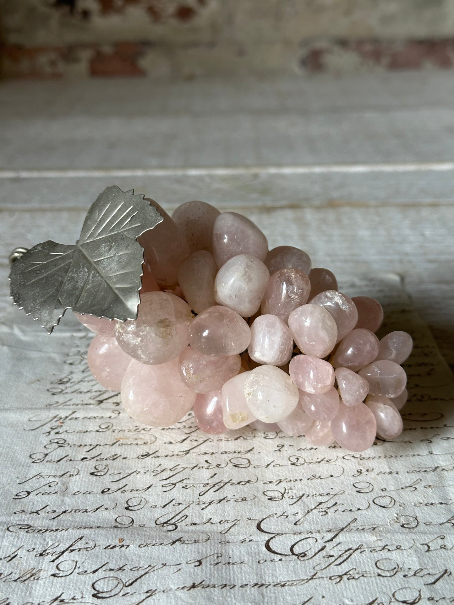 Vintage Rose Quartz Bunch of Grapes