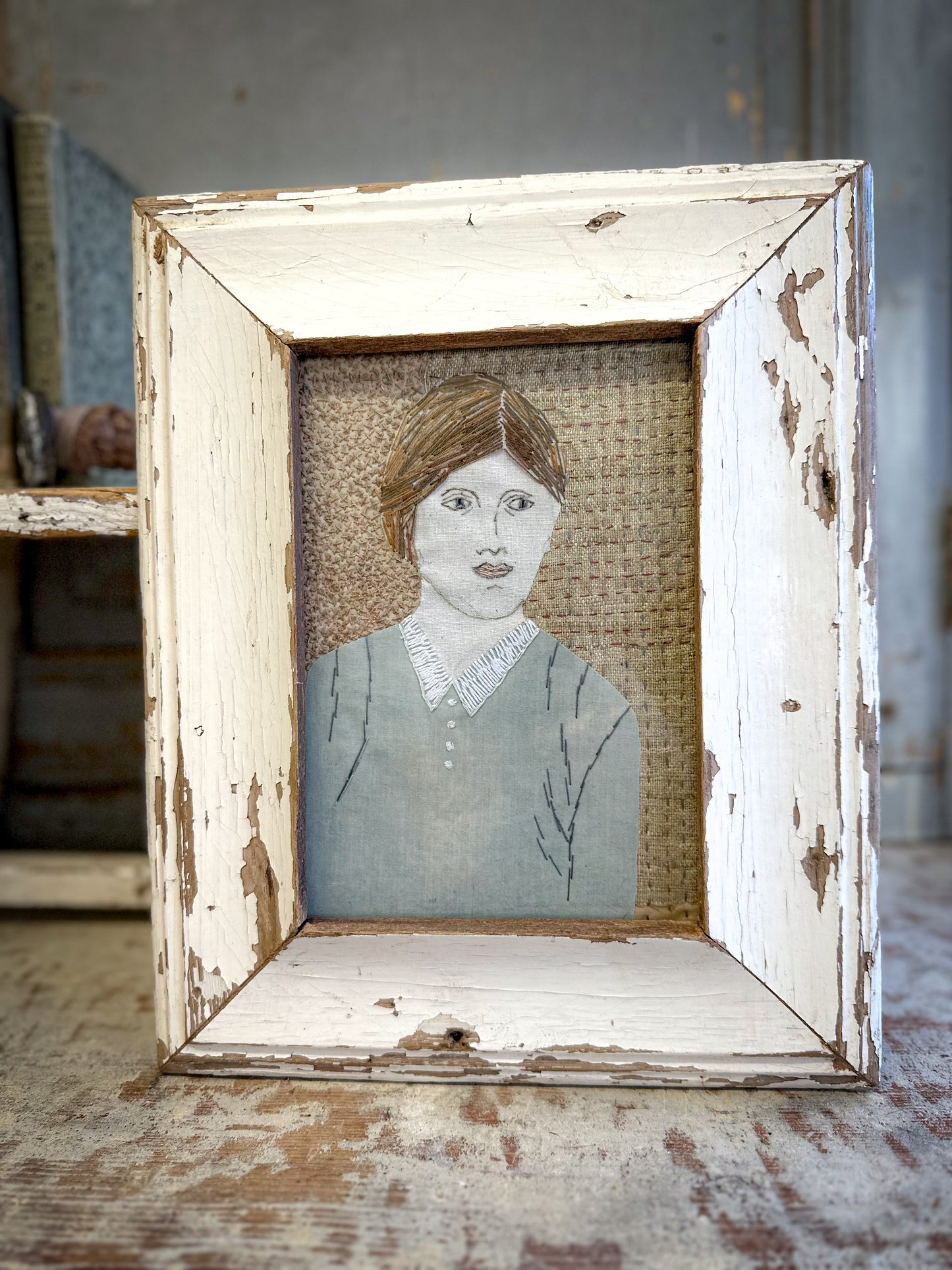 Contemporary Folk-Style Textile Portrait