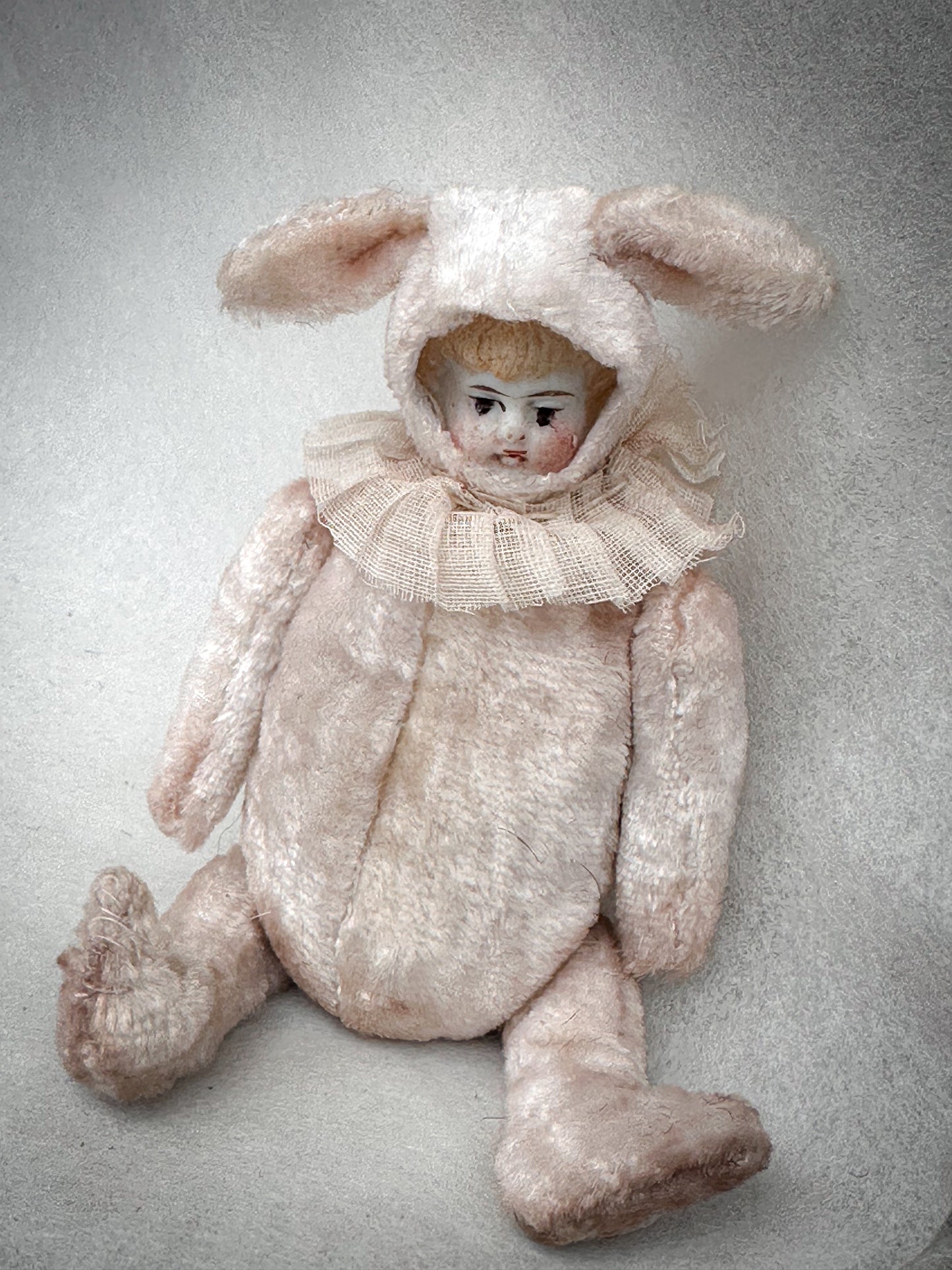 One of a Kind Handmade Artist Bunny Doll by Goody Two Shoes, Reworked Victorian Bisque Doll Collectible