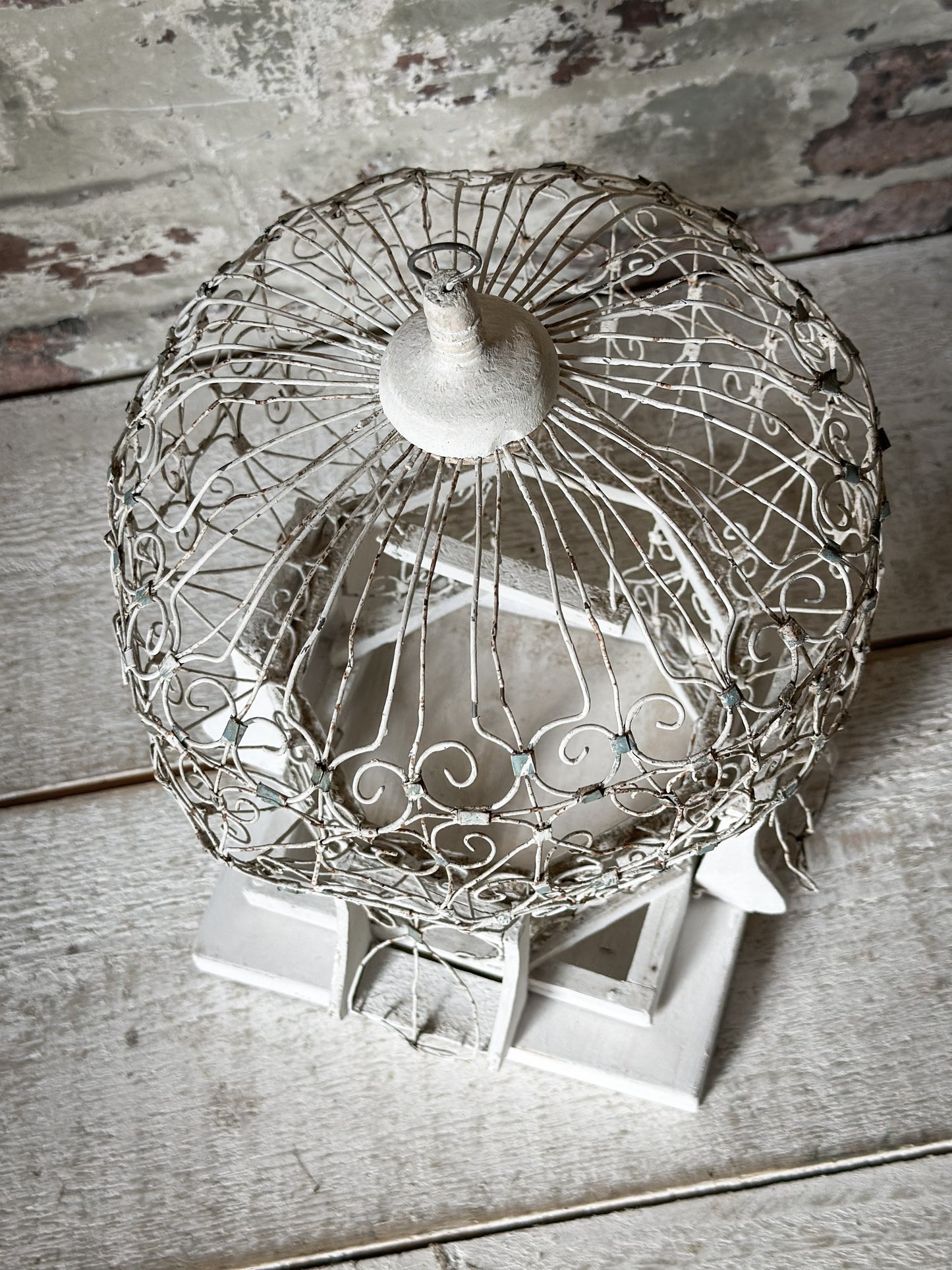 A lovely French vintage wire Balloon bird cage