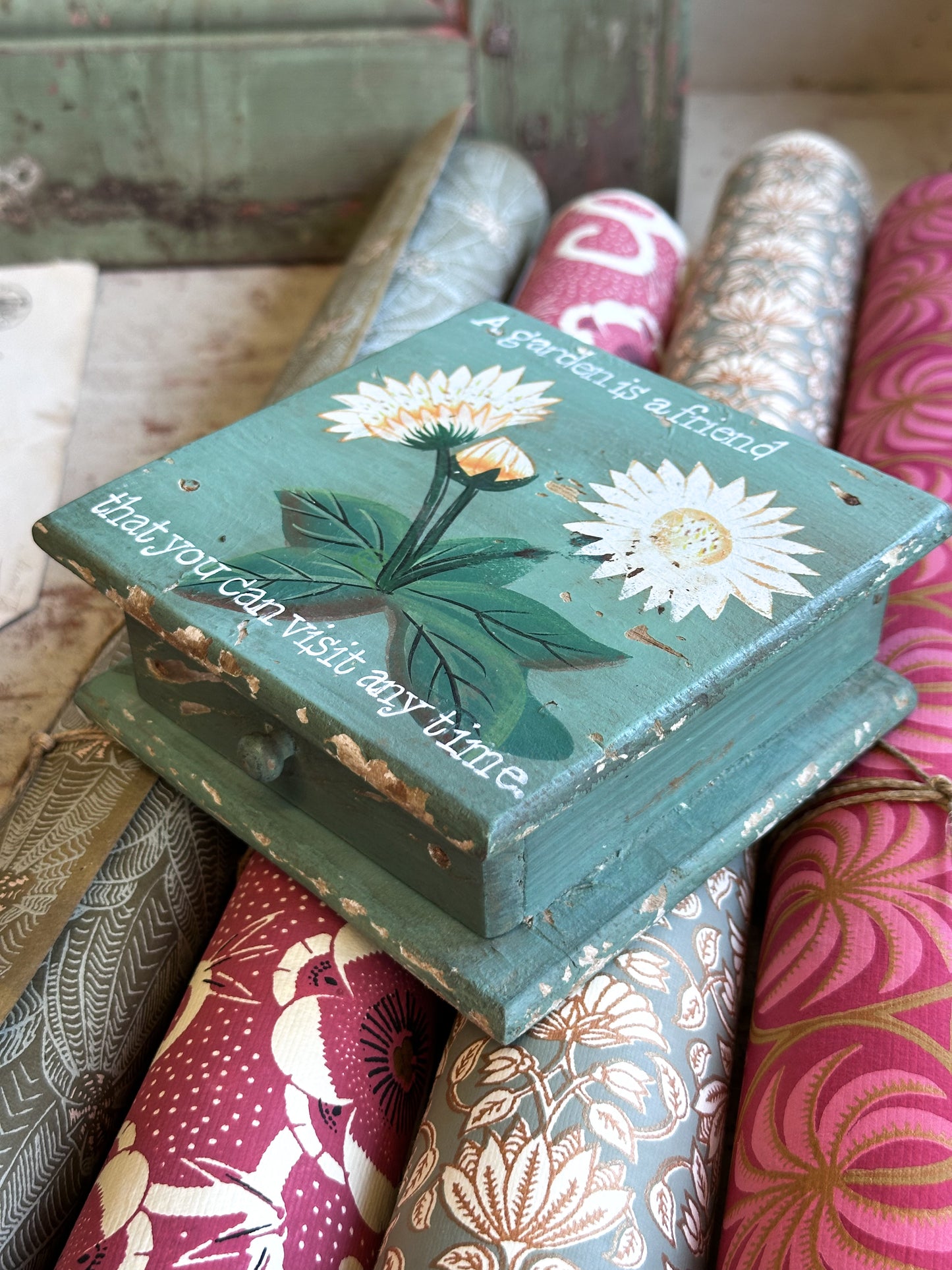 “A Garden is a Friend…” – Hand Painted Mini Box With Drawer