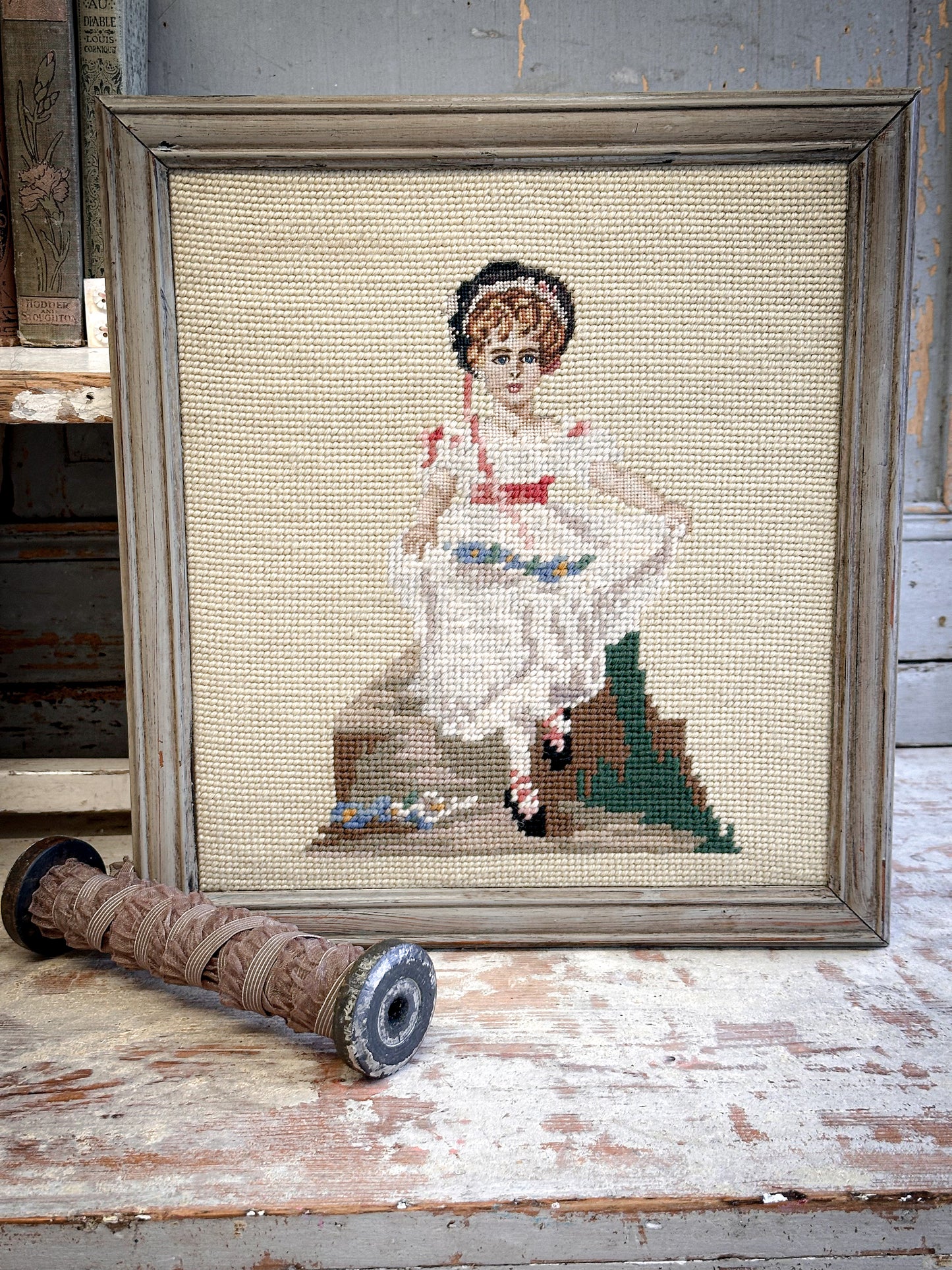 Antique Needlepoint Picture – Country House Style