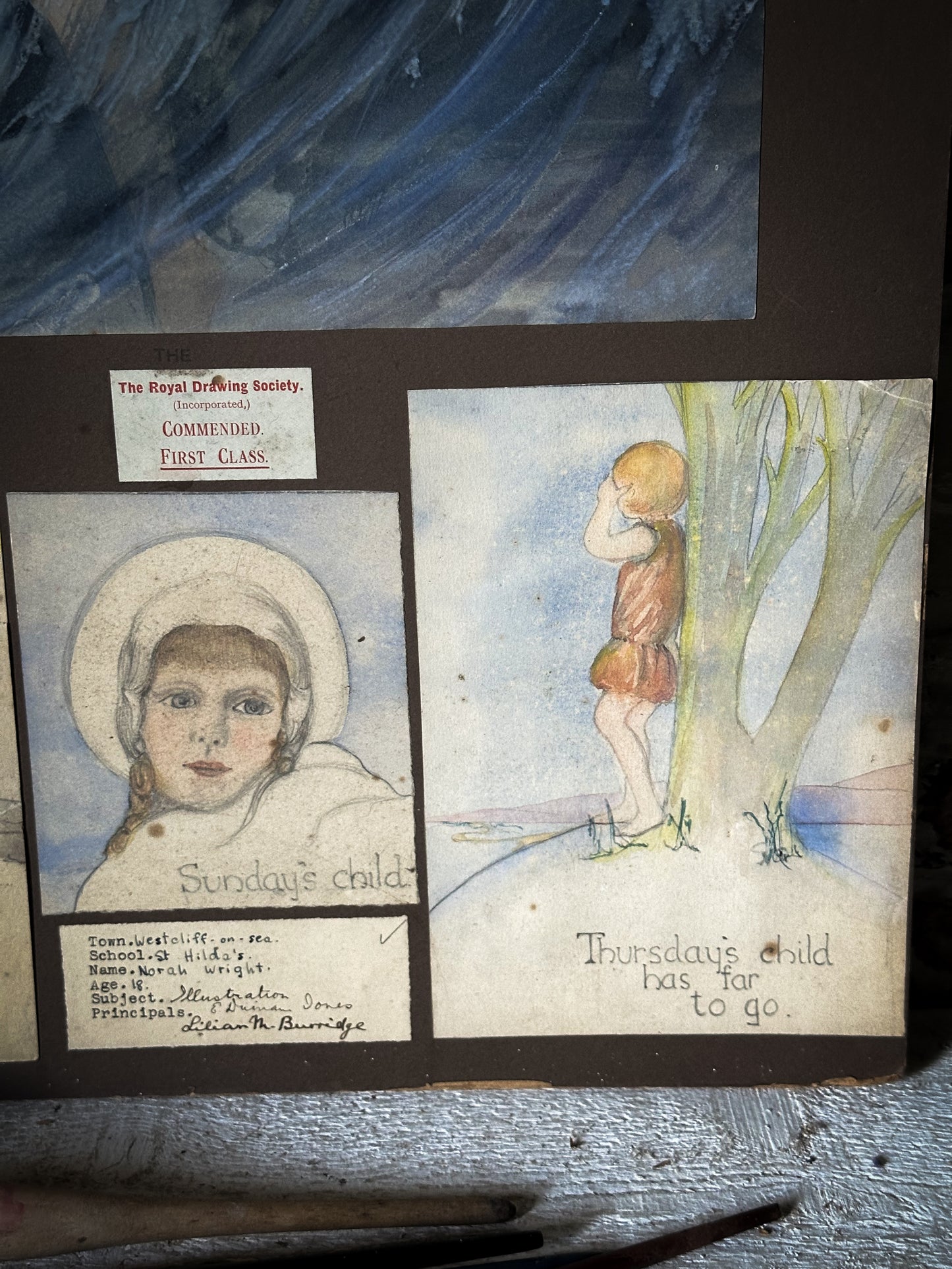 A rare surviving 1920’s young lady’s Art Portfolio entries to The Royal Drawing Society