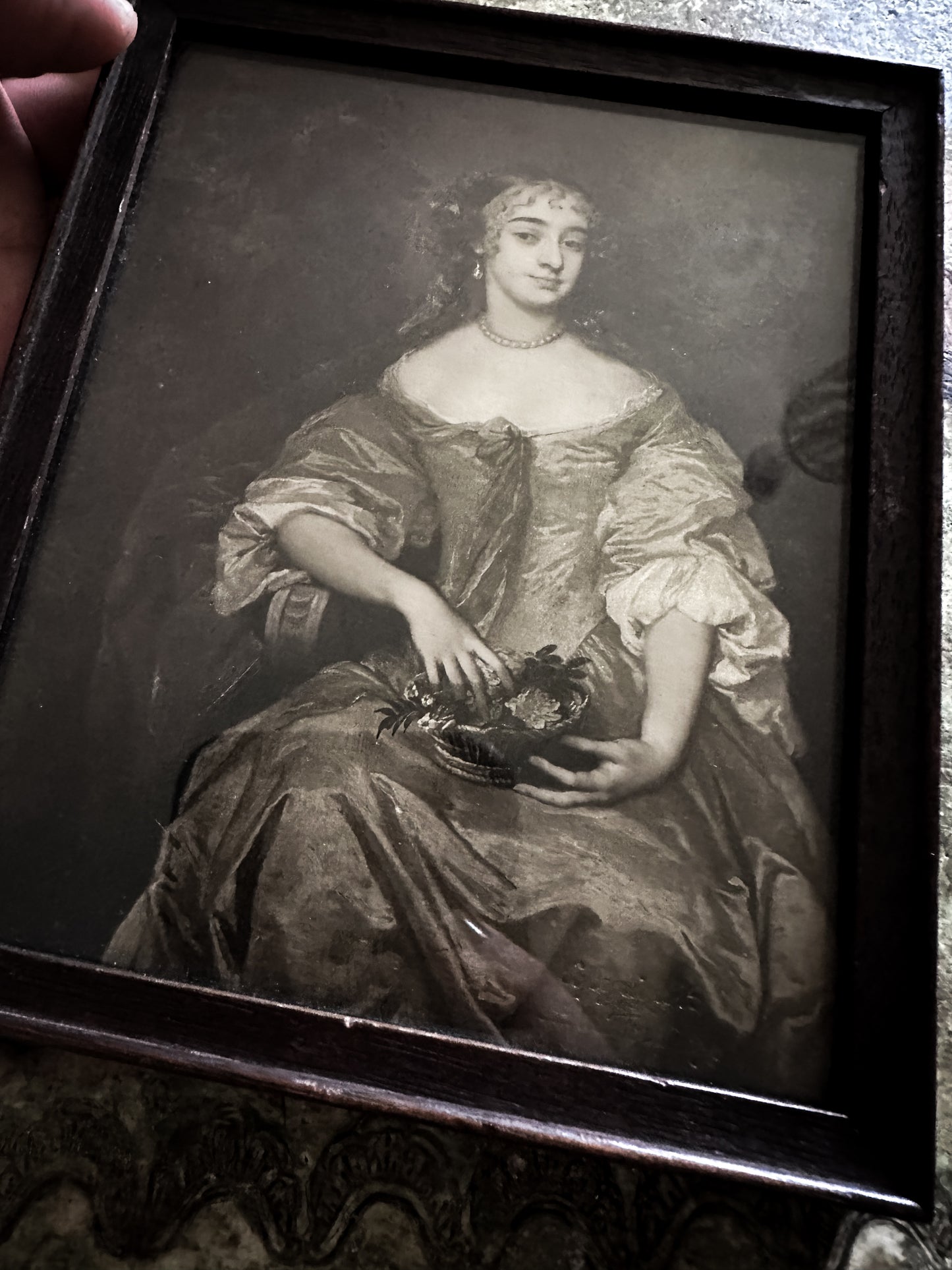 Small Antique Framed Portrait of Lady Denham After Sir Peter Lely