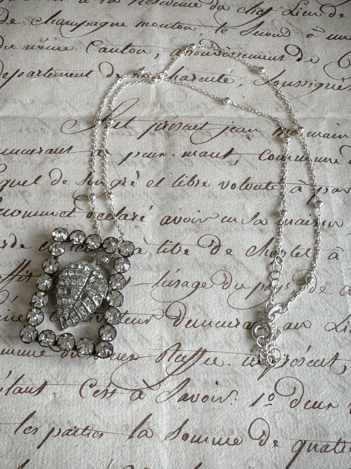 Found Object Pavé Leaf Necklace by Jealous Moon Jewellery
