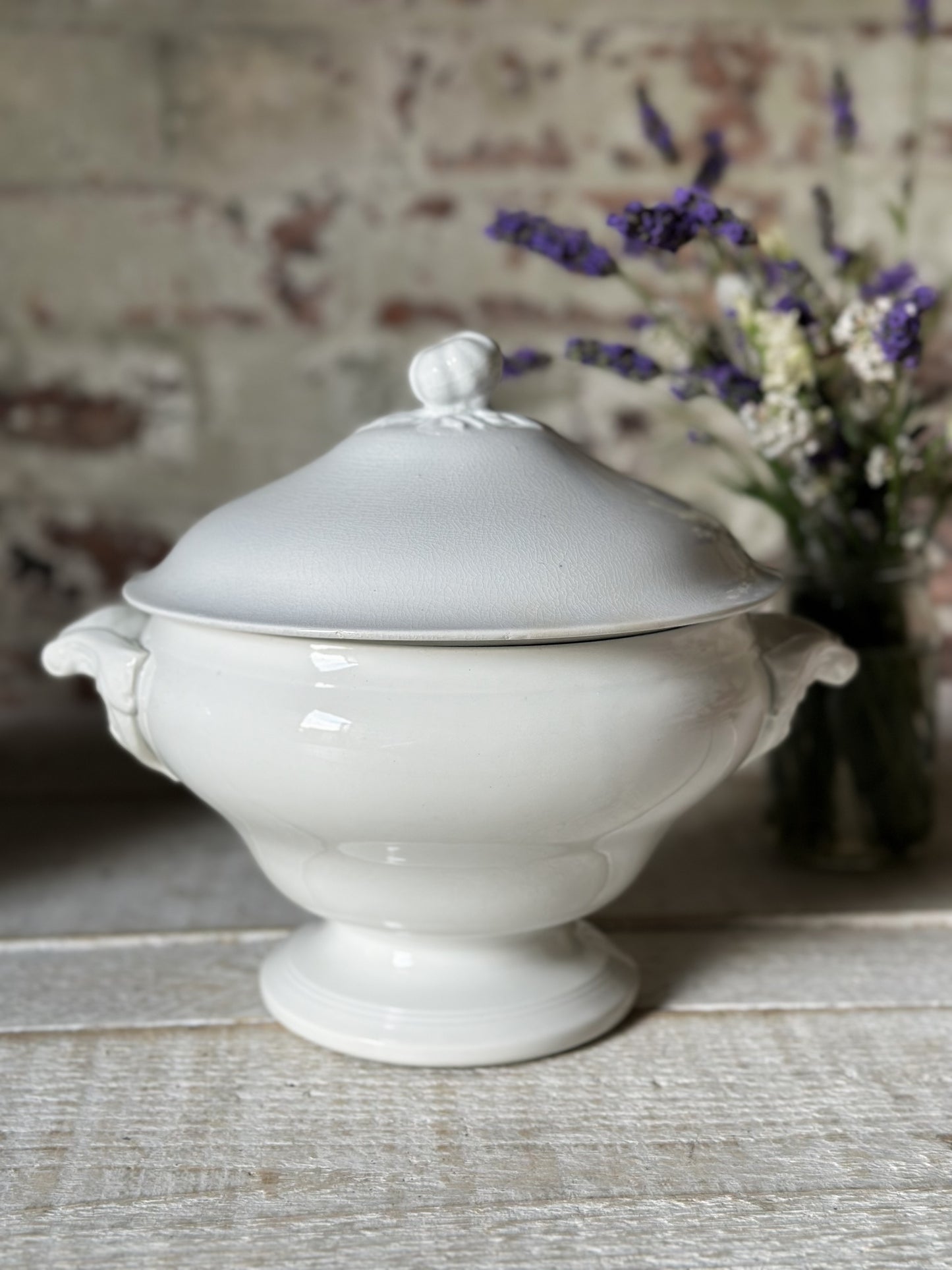 A beautiful antique French ironstone soupier