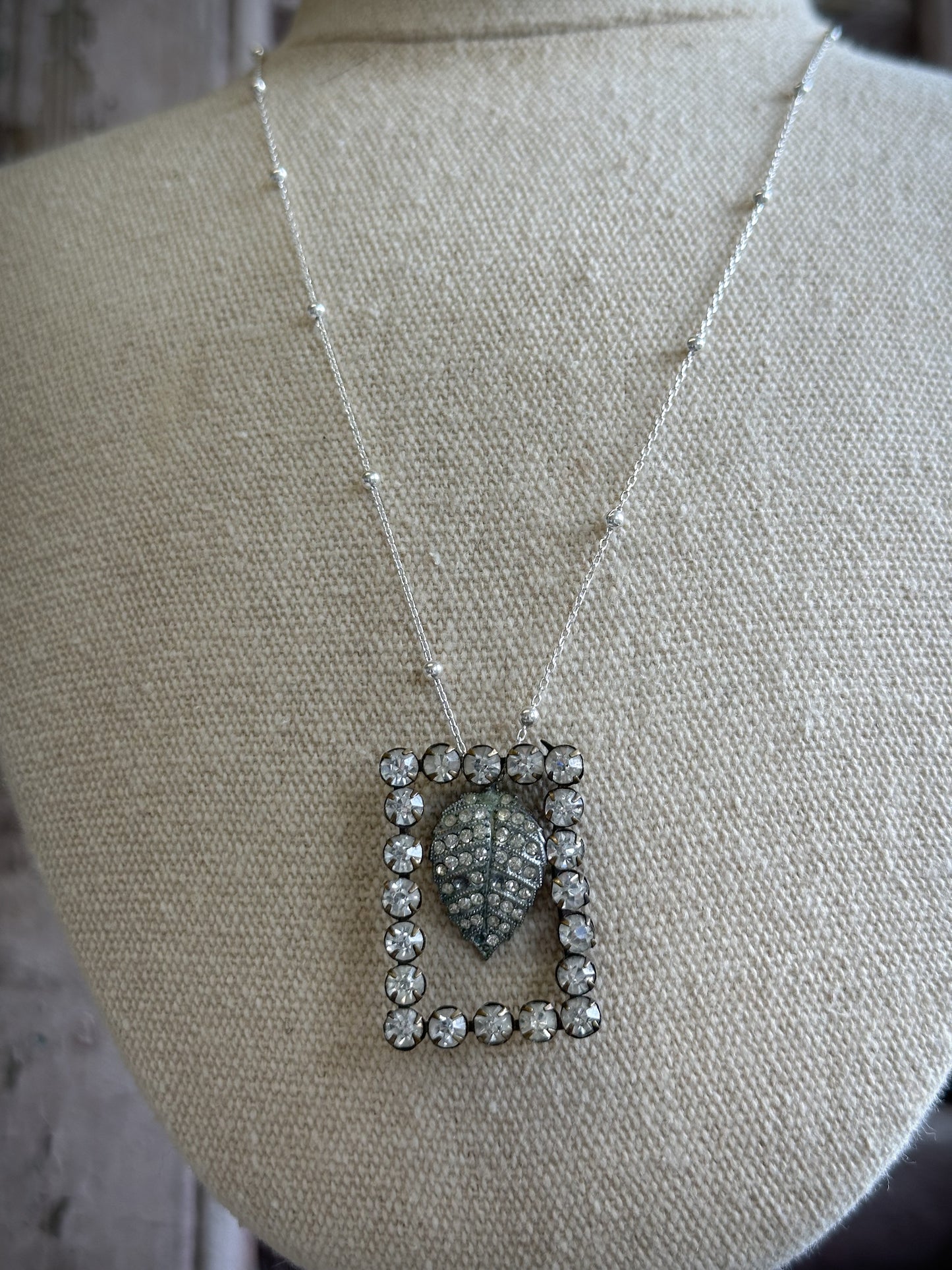 Found Object Pavé Leaf Necklace by Jealous Moon Jewellery