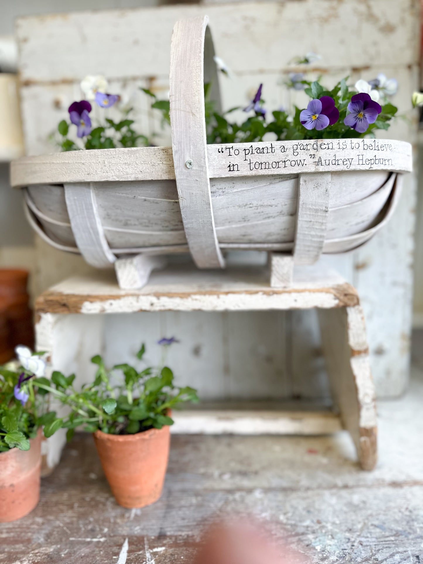 “To Plant a Garden” Hand Painted Sussex Trug