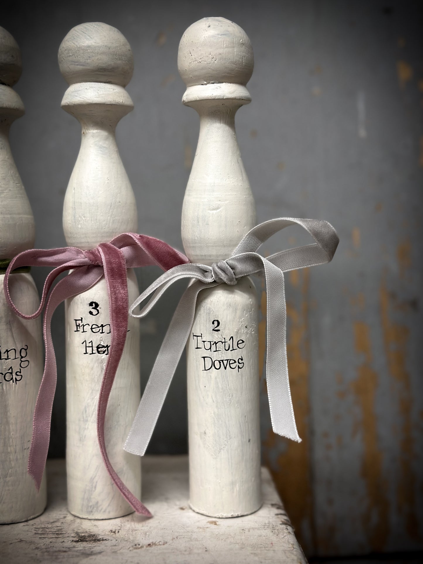 Twelve Days of Christmas Set of Vintage French Wooden Skittles