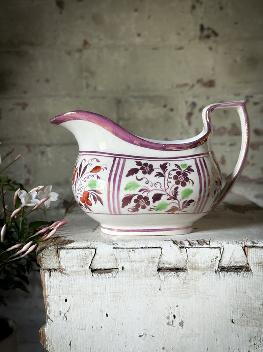 Antique pink lustreware creamer jug