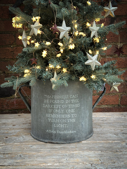 A beautiful heirloom vintage galvanised tub hand painted using traditional sign writer’s techniques and materials.