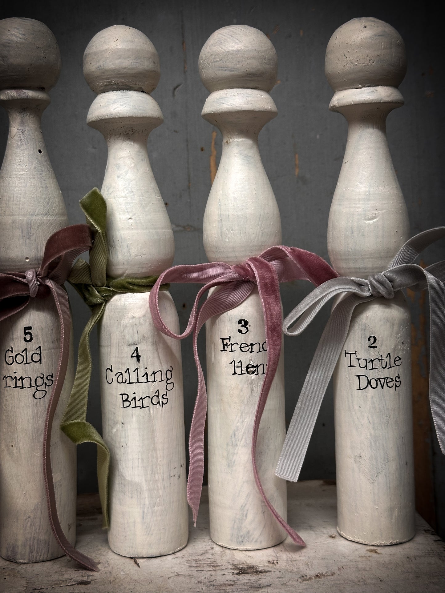 Twelve Days of Christmas Set of Vintage French Wooden Skittles