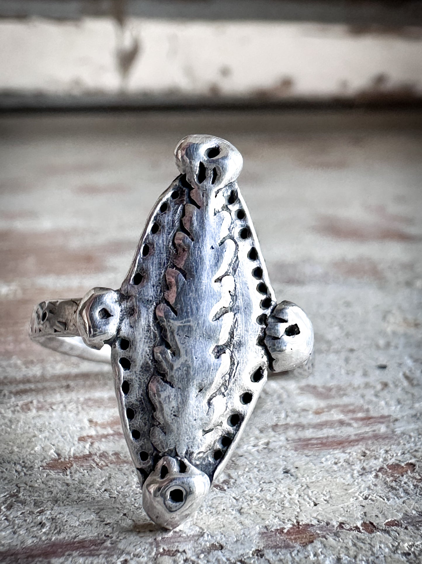 Moonlit Fern Ring – Fine Silver Fern from an Antique Wedgwood Sprig