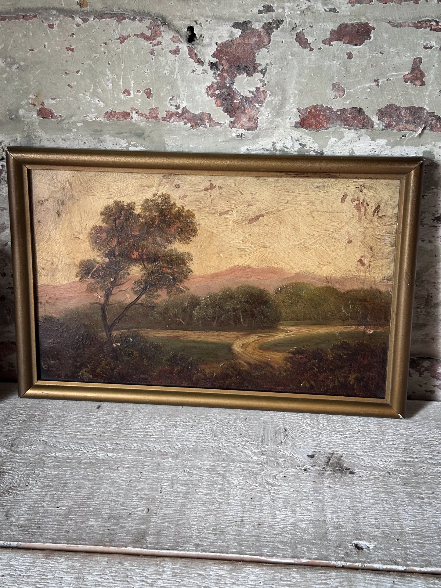 Antique Victorian Oil Painting on Board in Original Frame | Signed Landscape Artwork | c.1880–1900