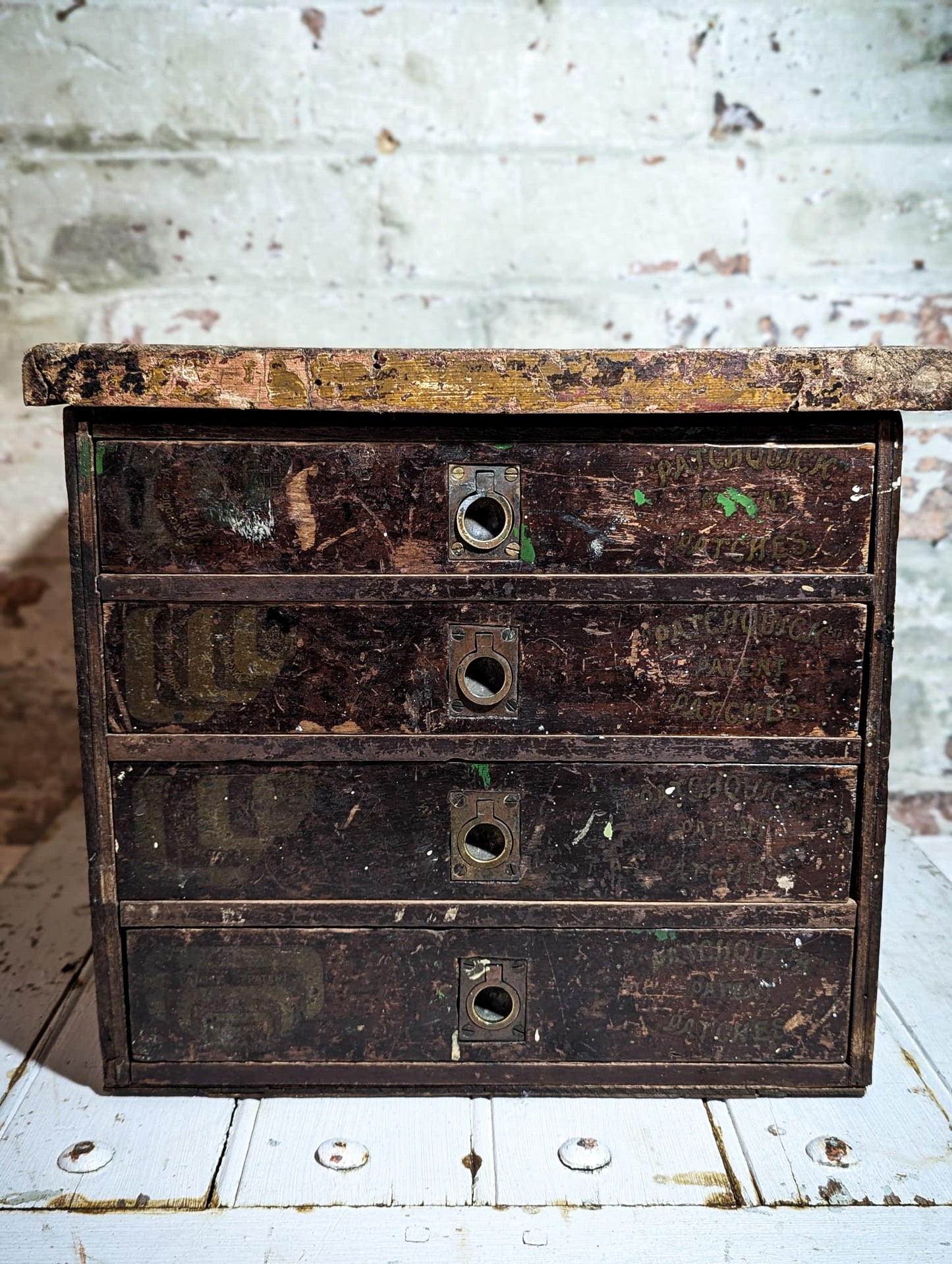 A Wonderful Antique Bicycle Shop Repair Kit Advertising Mini Drawers