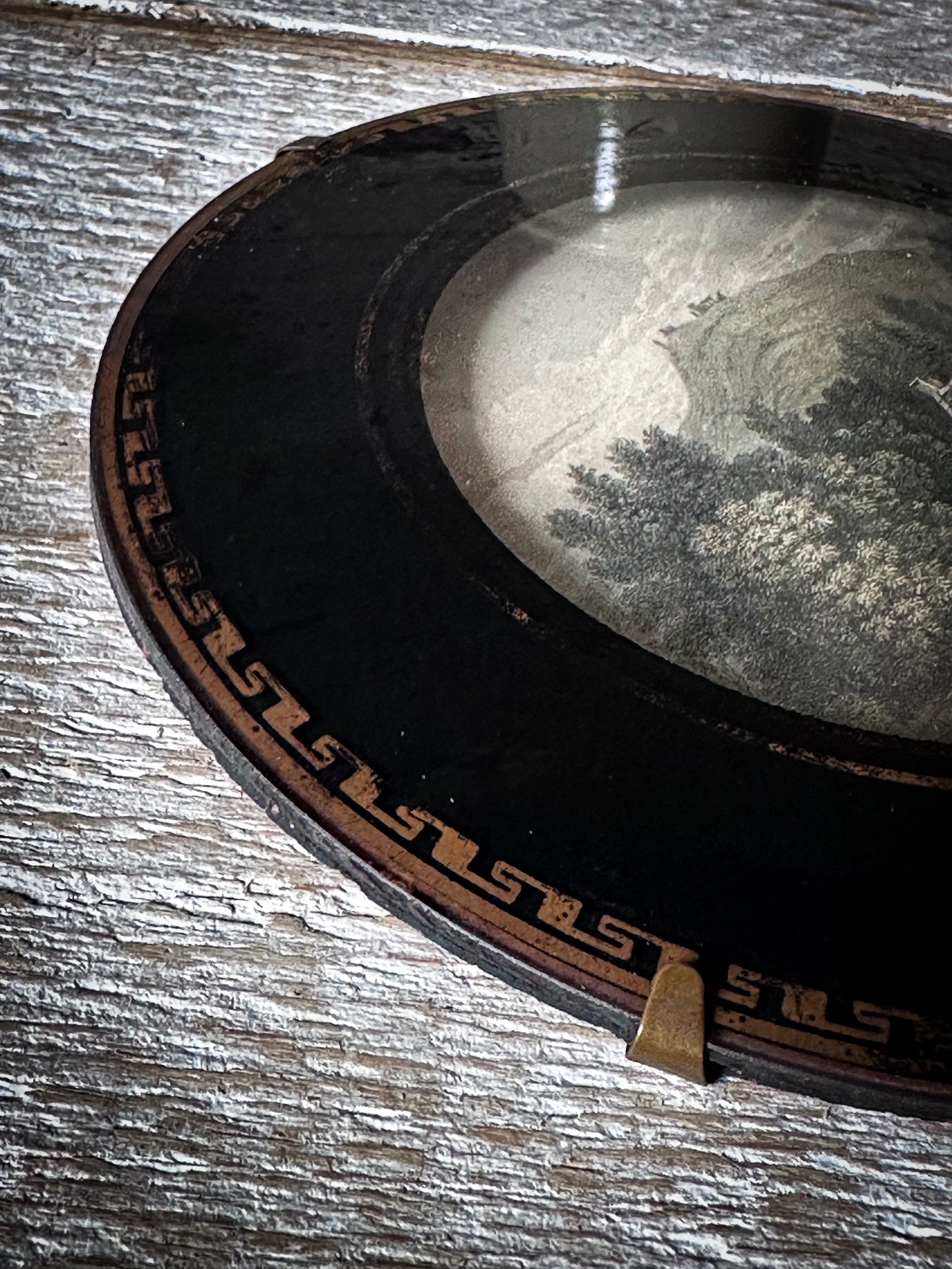 Antique Victorian Convex Glass Framed Topographical Print c.1880–1900