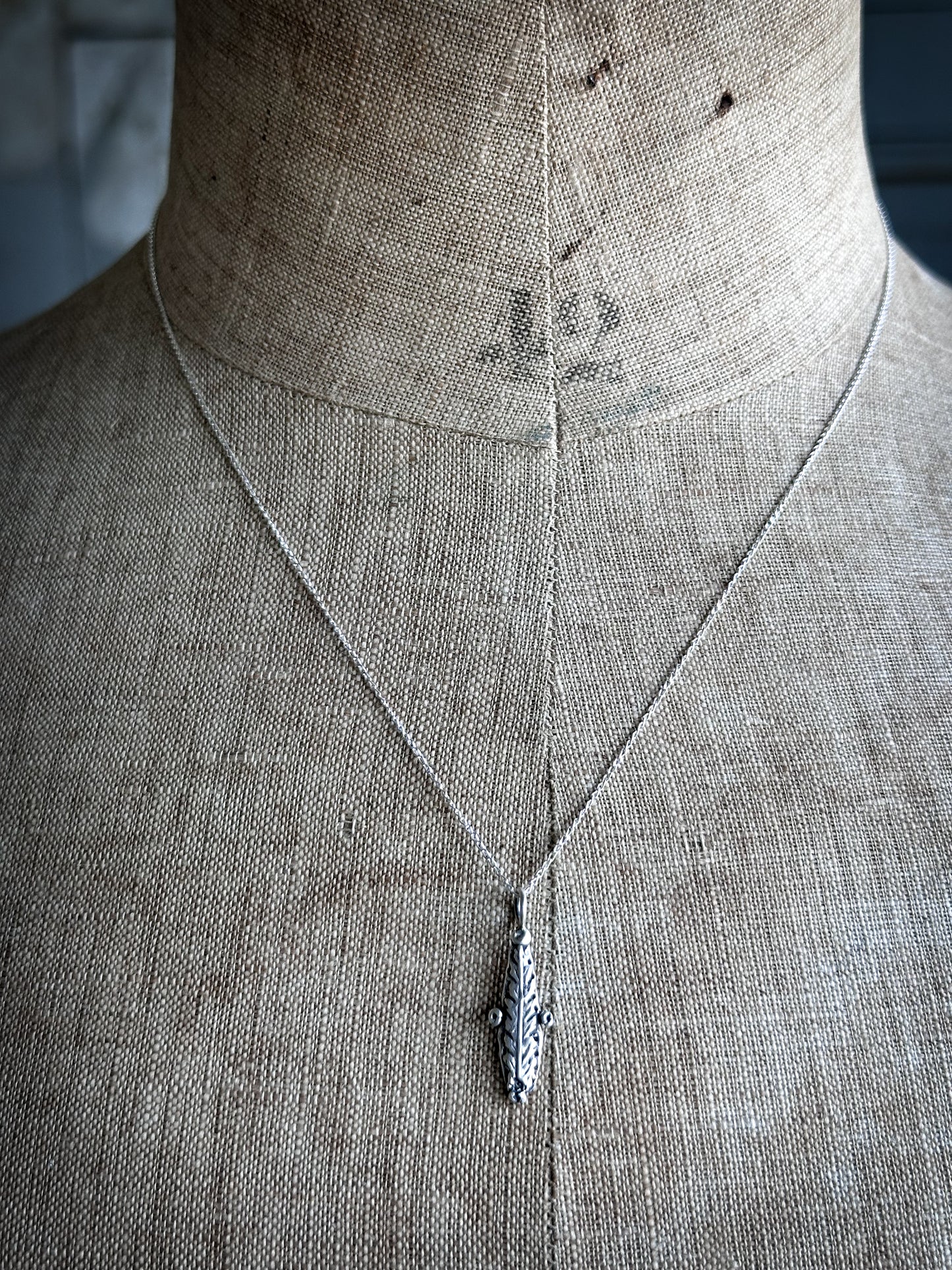 Moonlit Fern Necklace – Fine Silver Fern from an Antique Wedgwood Sprig