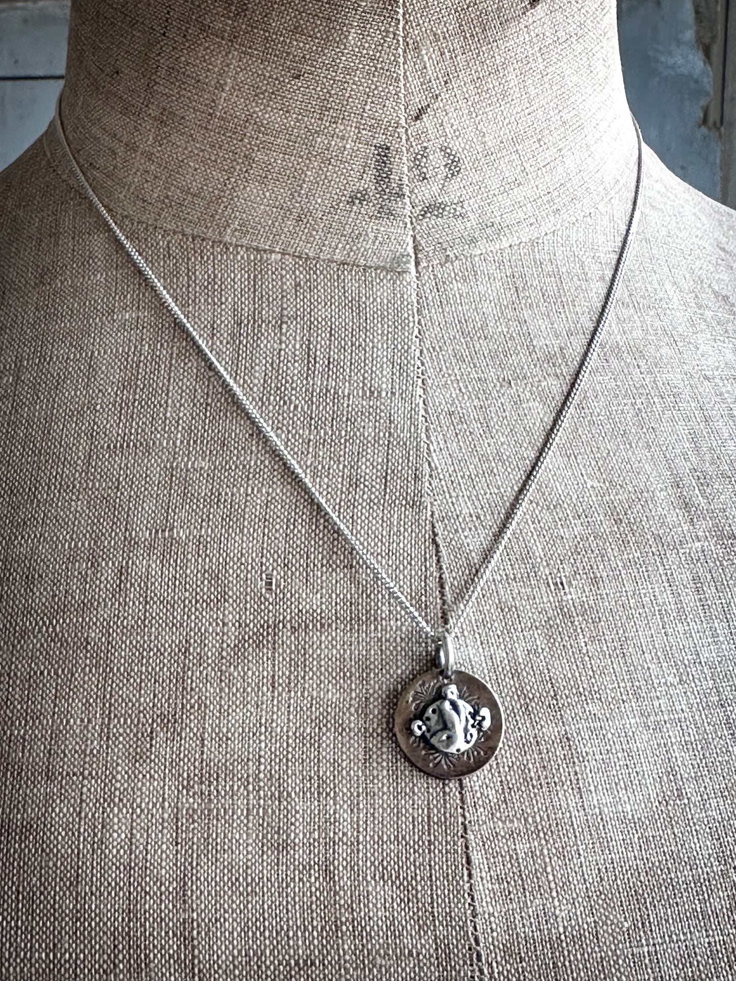 Moon Garden Rabbit Necklace – Fine Silver on Hand-Stamped Copper