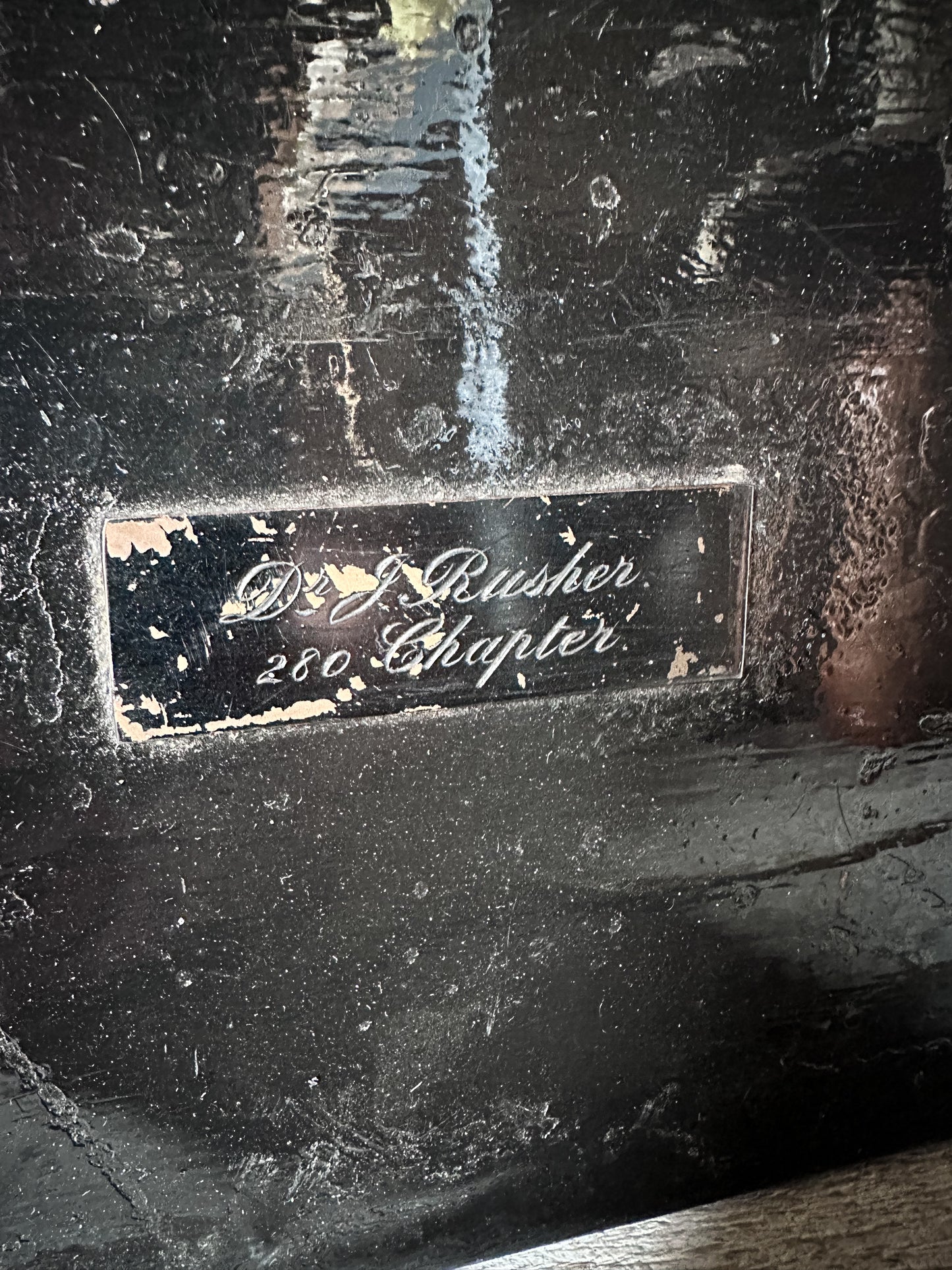 Antique Royal Arch Masonic Japanned Tin & Toleware Document Box – Dr J. Rusher, Chapter No. 280, Worcester