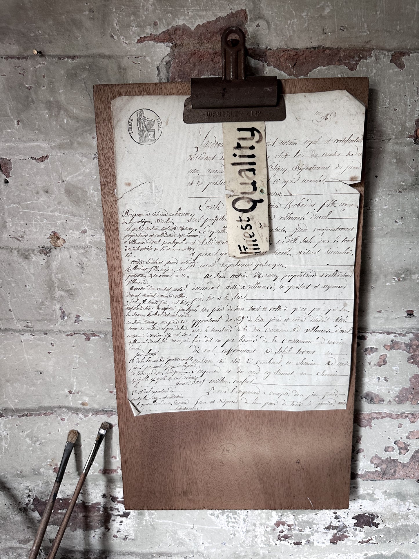 Antique Industrial Cast Iron 10 Inch Paper Clip Board | Early 20th Century Office Memorandum Holder