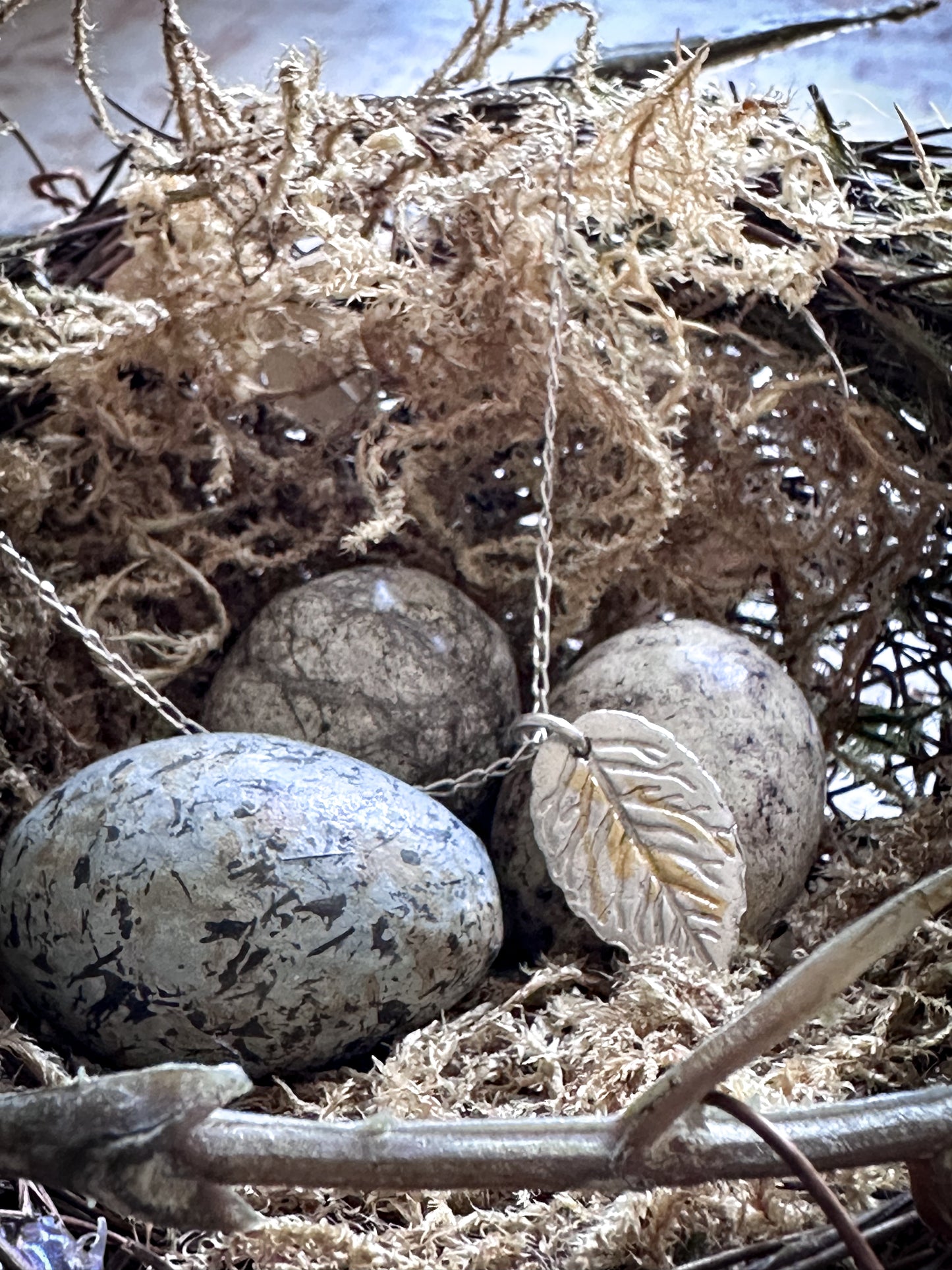 Sunlit Leaf Necklace – Fine Silver Leaf with Keum Boo Gold Detail