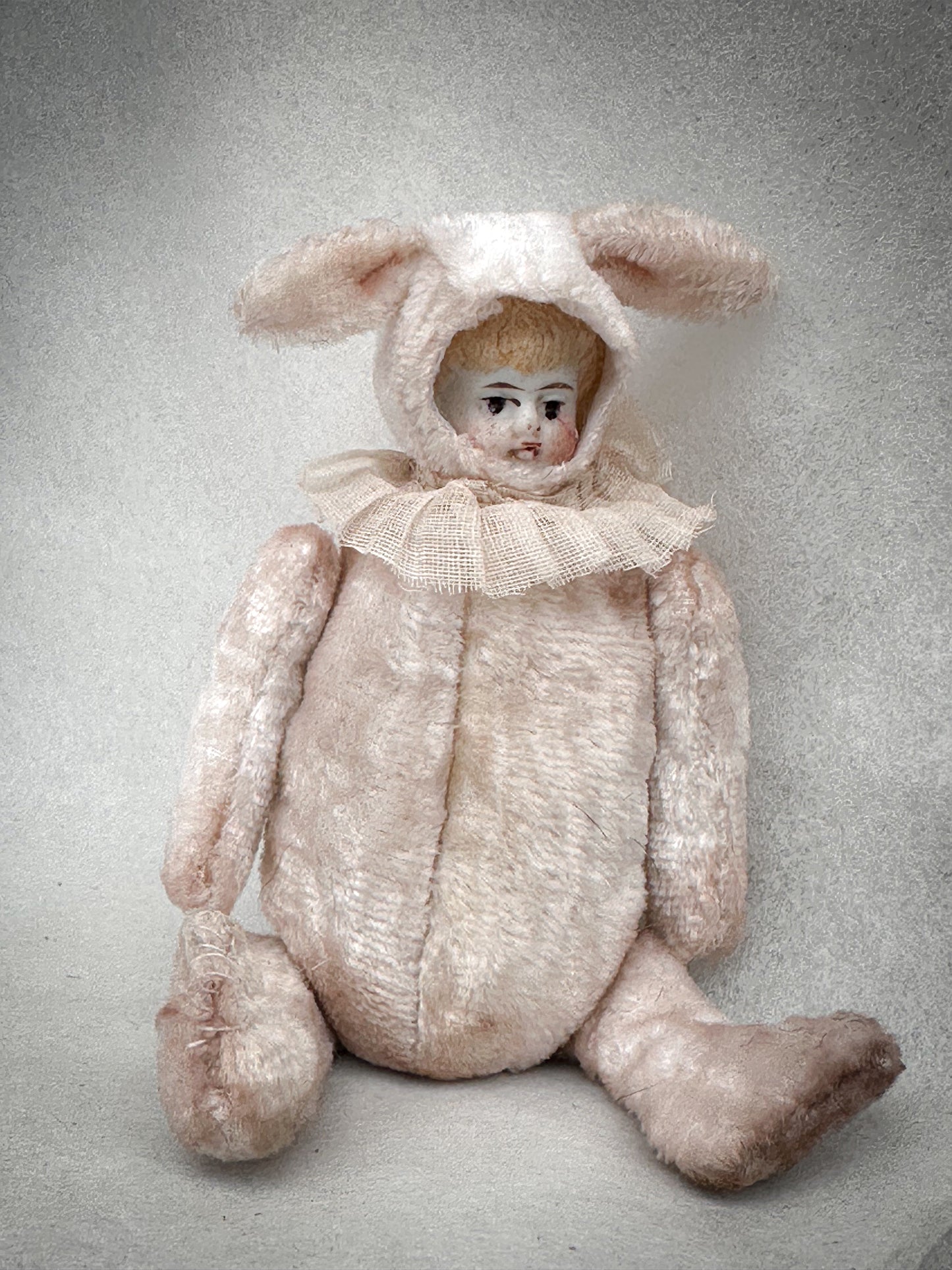 One of a Kind Handmade Artist Bunny Doll by Goody Two Shoes, Reworked Victorian Bisque Doll Collectible