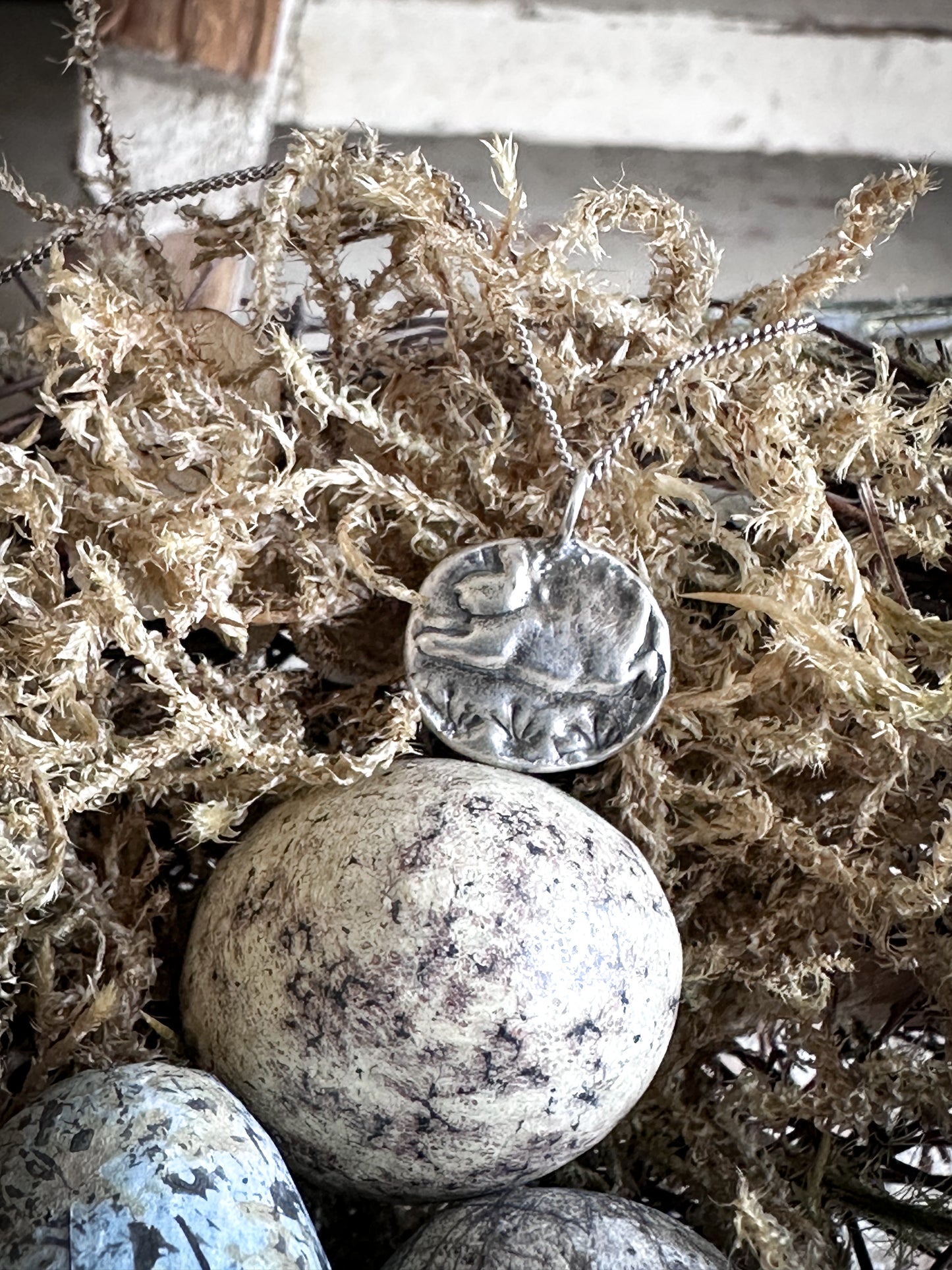 Meadow Rabbit Pendant – Handcrafted .999 Fine Silver Necklace