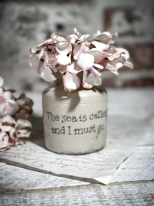 An Antique Caviar Vase Jar with a Hand Painted Inspirational Quote