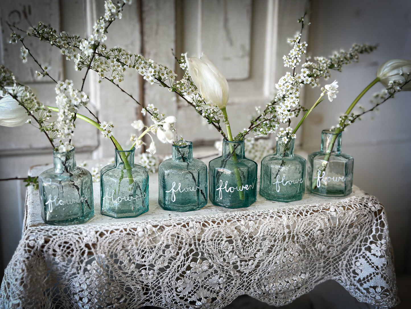 A beautiful Victorian glass ink bottle “Flower”