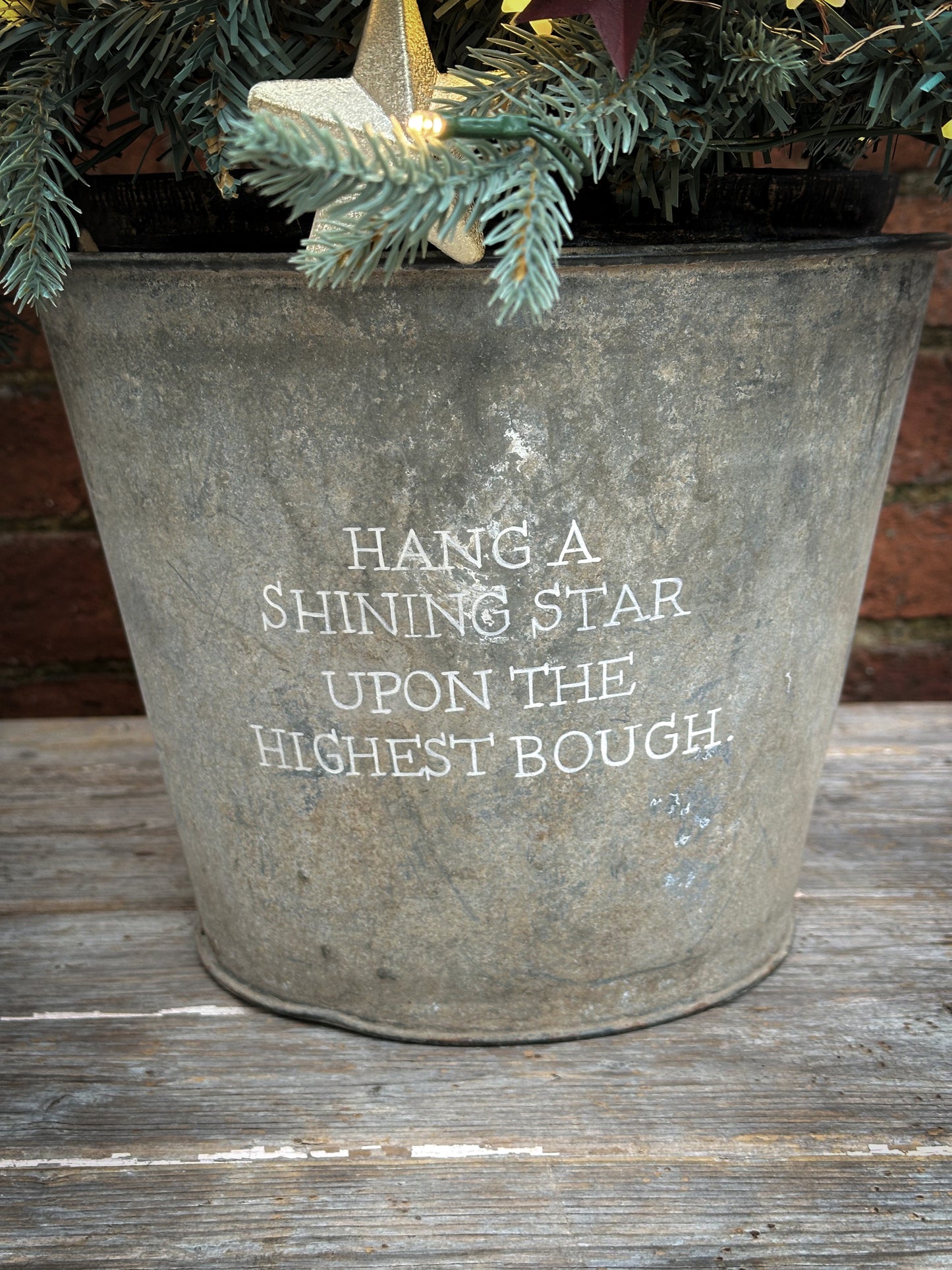 A beautiful heirloom vintage galvanised calf bucket hand painted using traditional sign writer’s techniques and materials