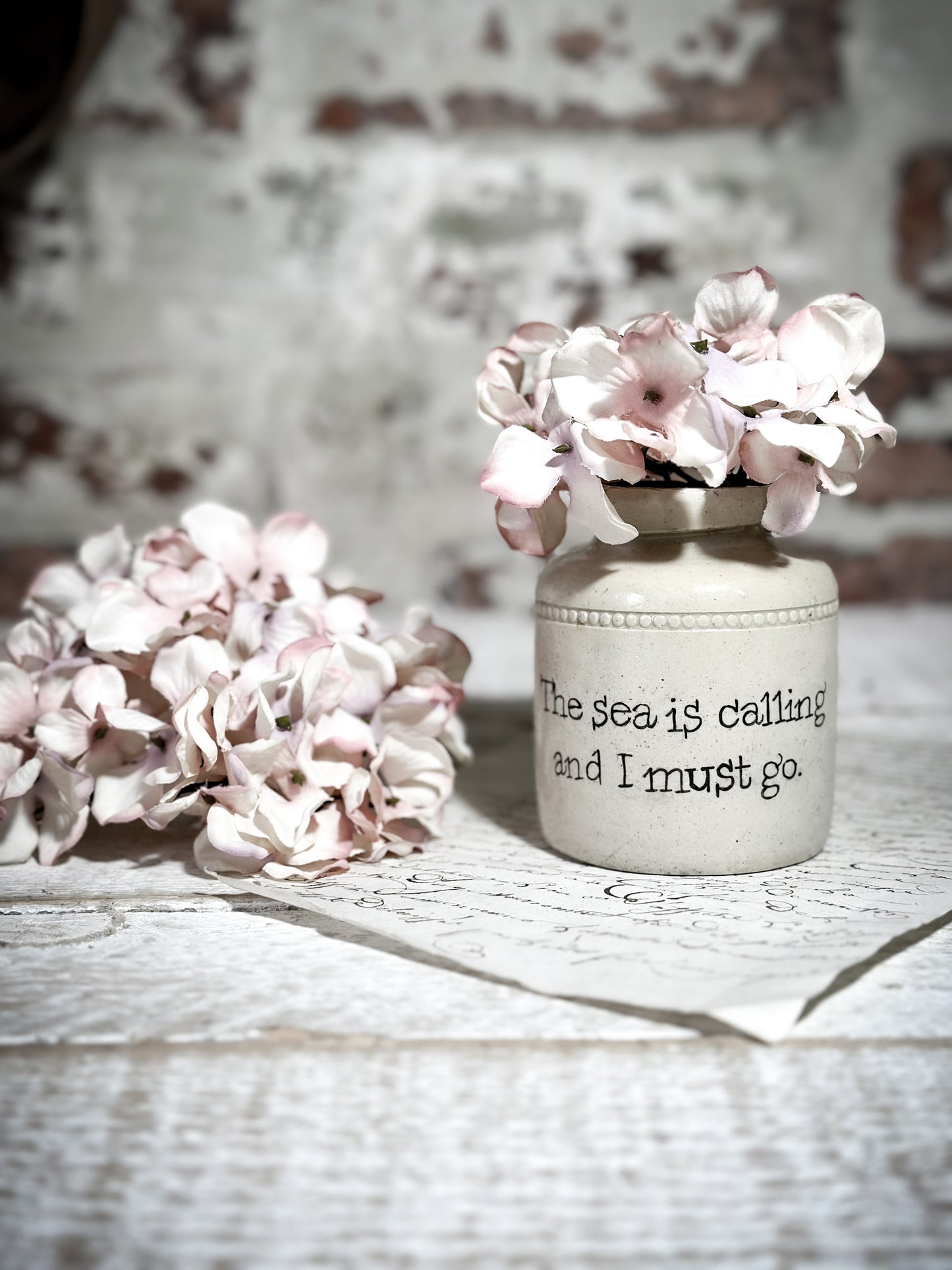 An Antique Caviar Vase Jar with a Hand Painted Inspirational Quote